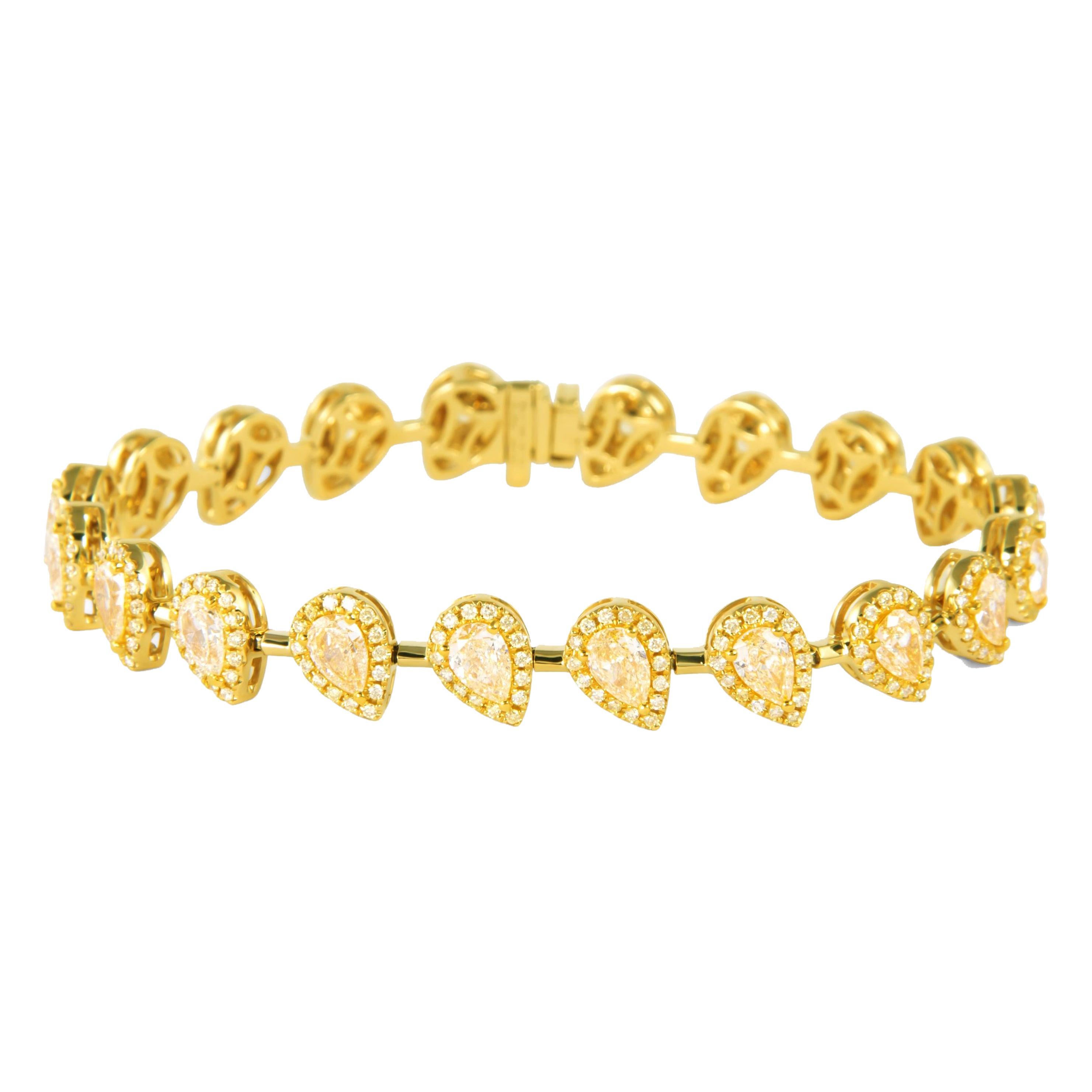 Alexander Beverly Hills 7,67ct Birne Gelb Diamant Armband 18k Gelbgold