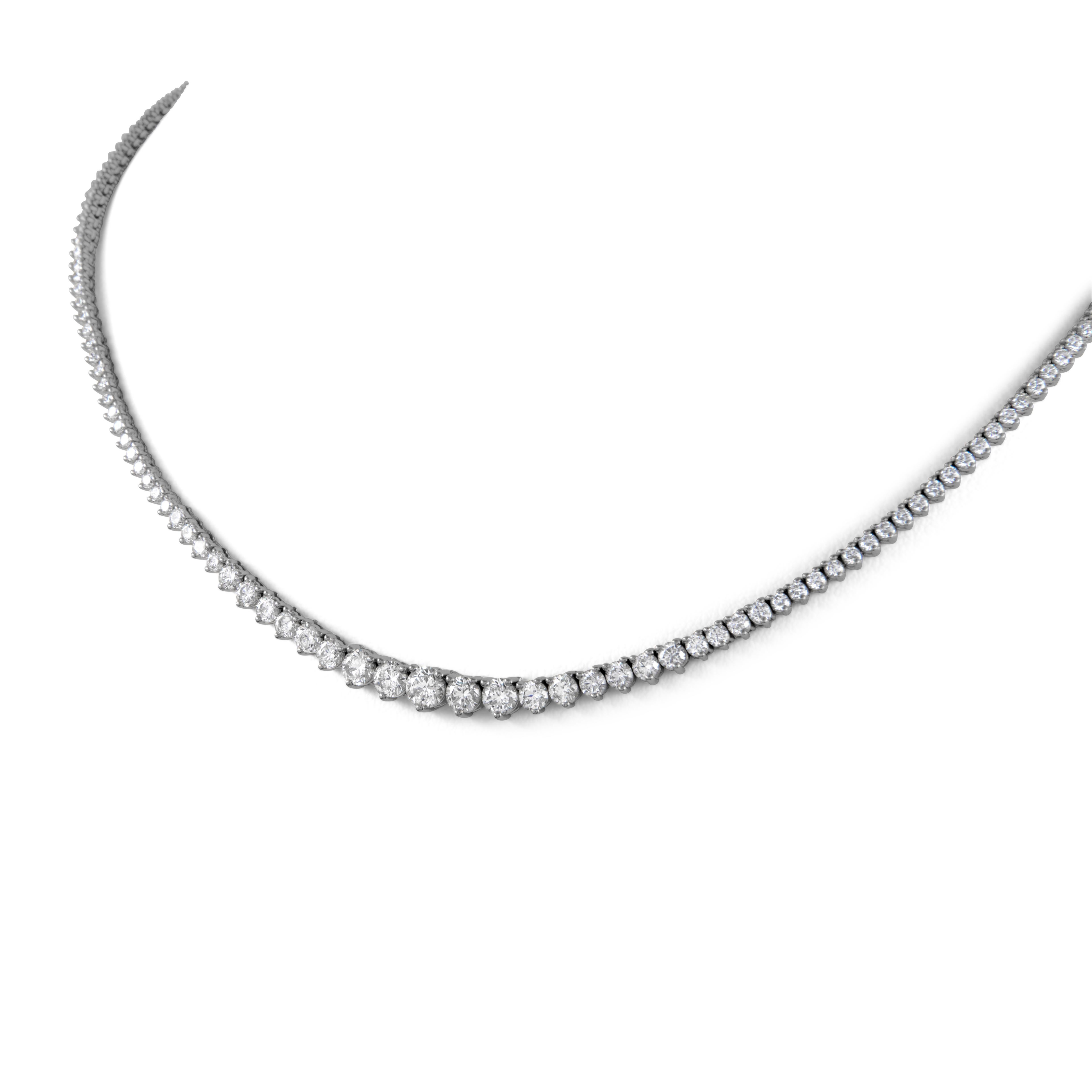 Round Cut Alexander Beverly Hills 7.70ct Diamond Tennis Riviera Necklace White Gold For Sale