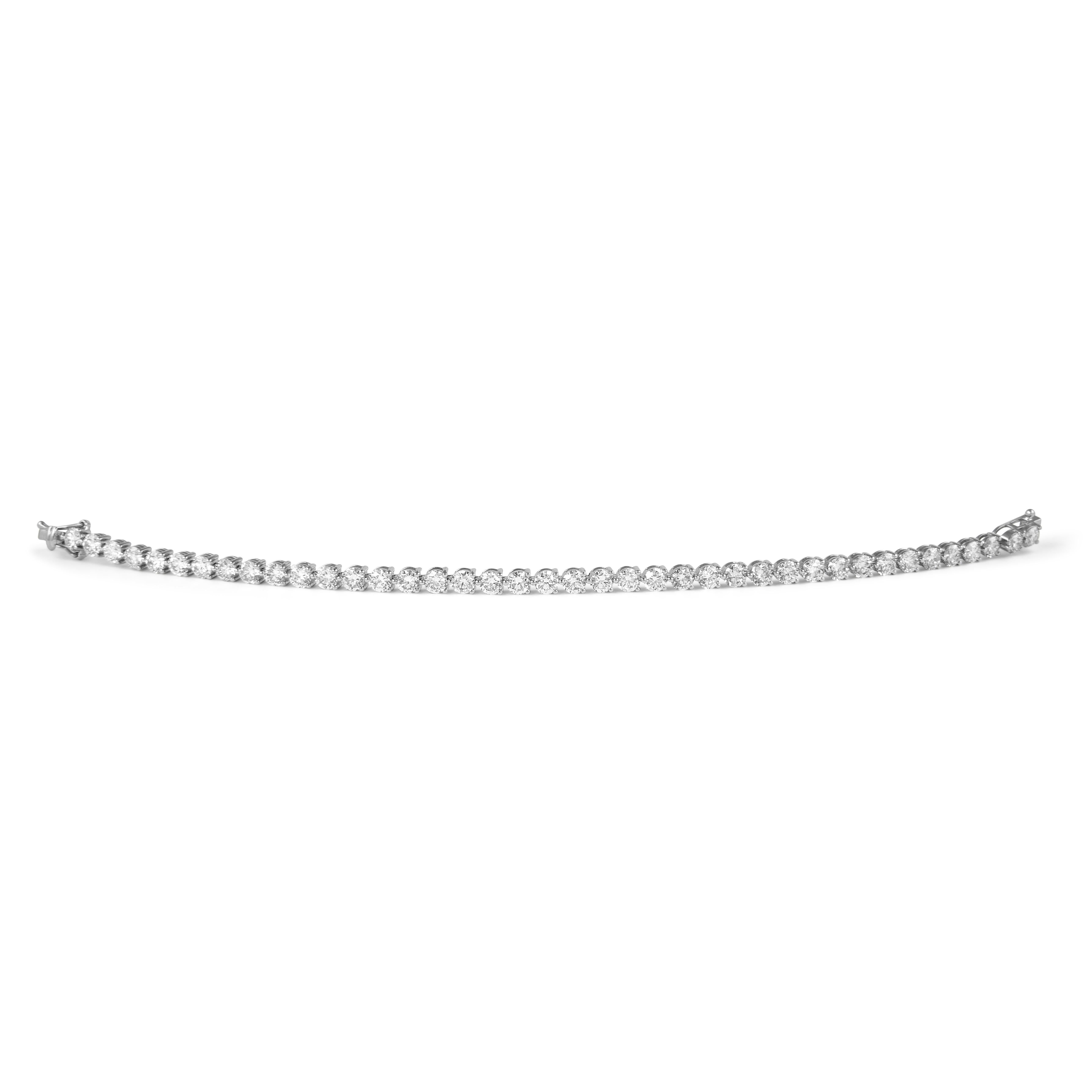 Contemporary Alexander Beverly Hills 7.79ct Diamond 3-Prong Tennis Bracelet 18k White Gold For Sale