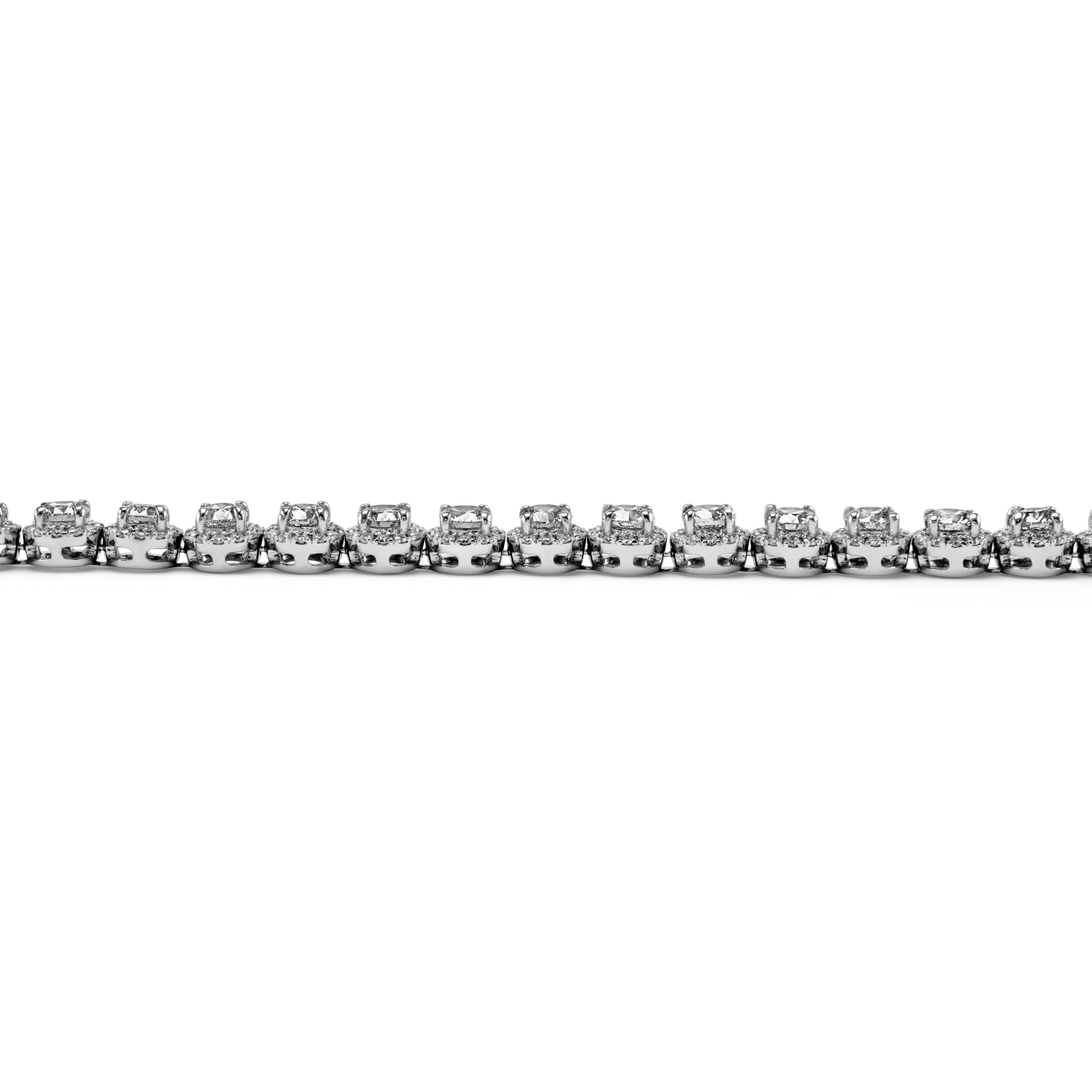 Alexander Beverly Hills 8,01ct Diamant Tennis Halo Halskette 18k Weißgold (Zeitgenössisch) im Angebot