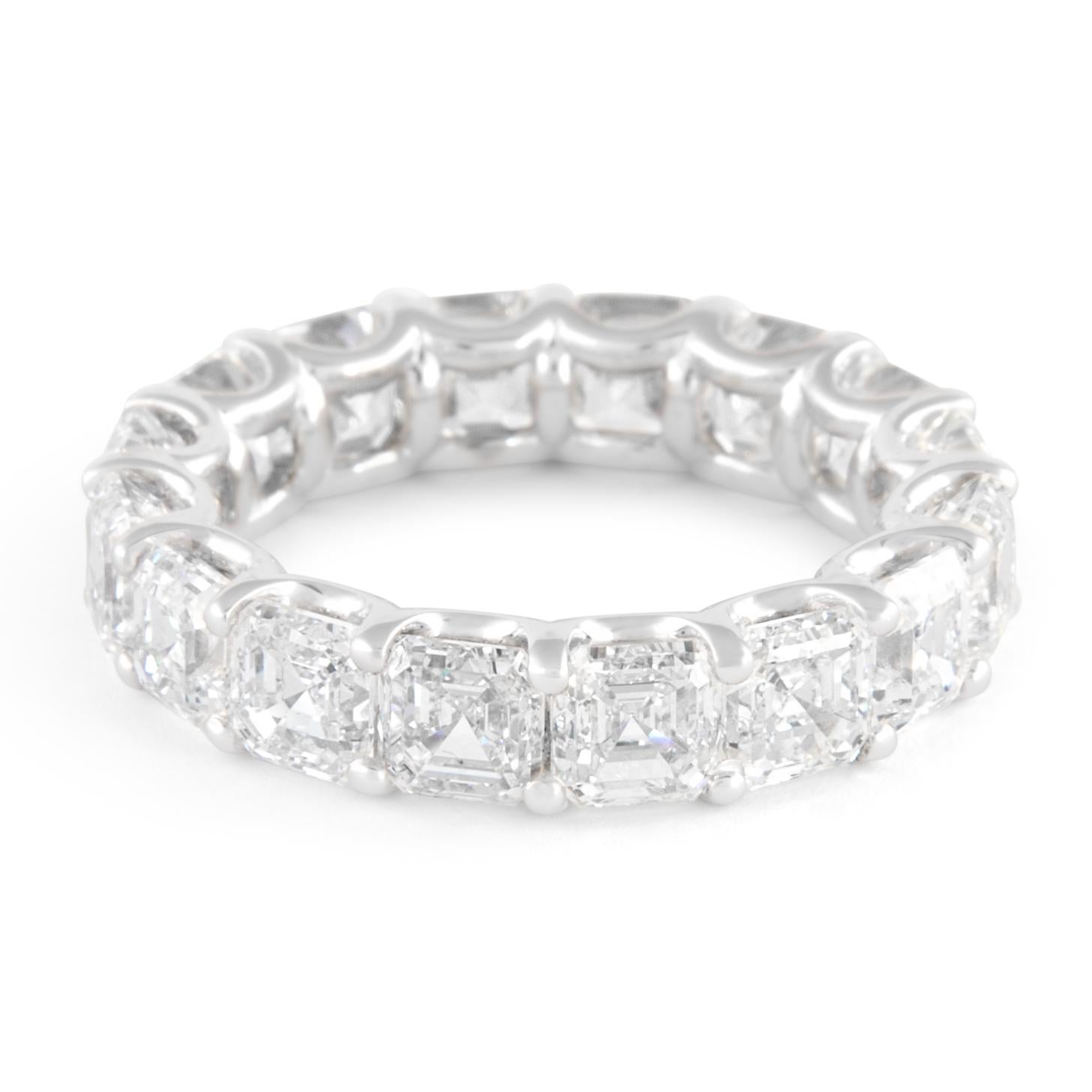 Taille Asscher Alexander Beverly Hills, diamant taille Asscher 8,18 carats F/G VS, éternité 18 carats s6,5 en vente