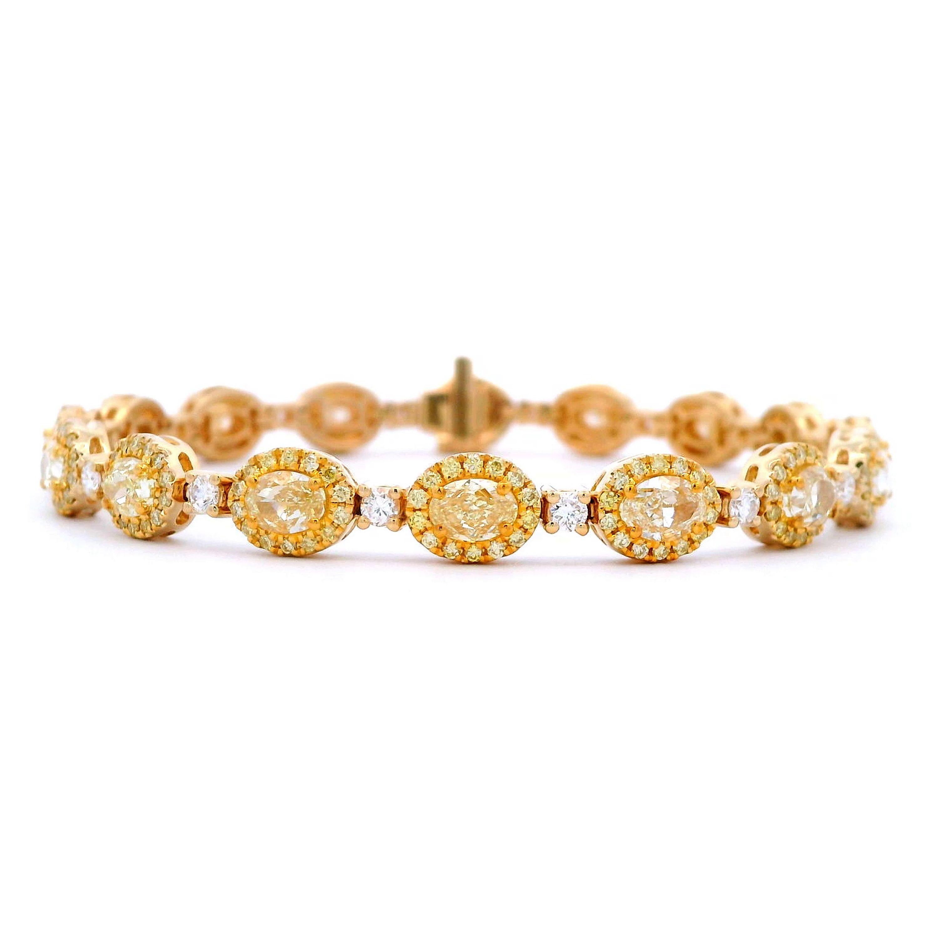 Alexander Beverly Hills 8,20 Karat ovales Gelbes Diamantarmband aus 18 Karat Gelbgold mit Diamanten (Zeitgenössisch) im Angebot
