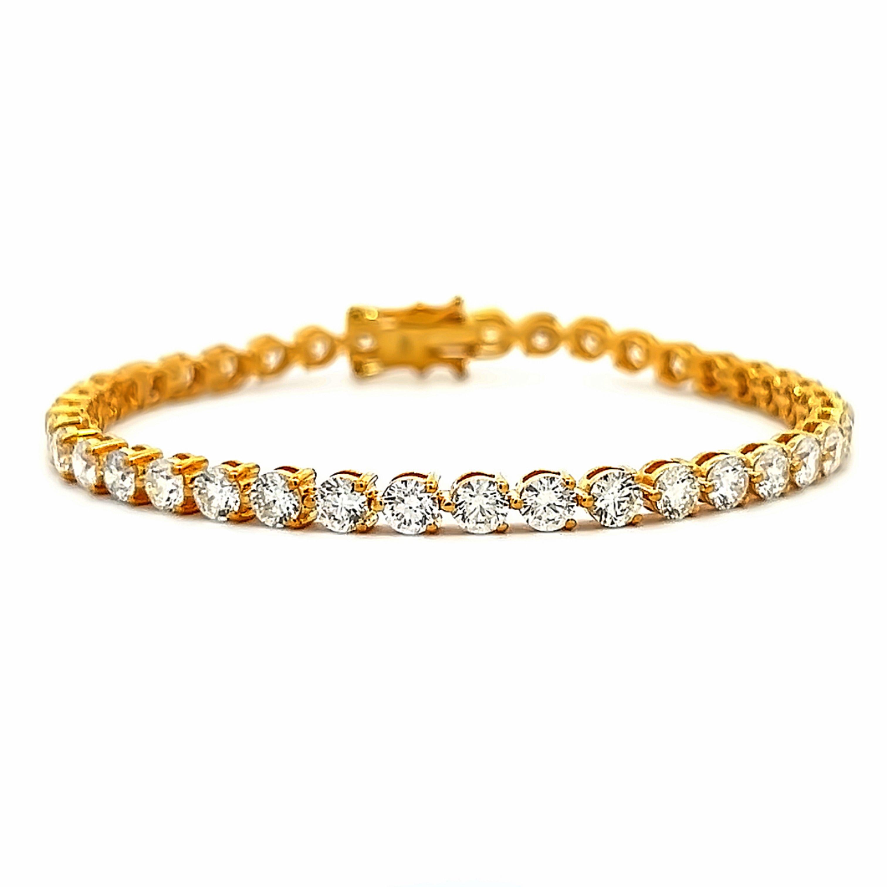 Contemporaneo Alexander Beverly Hills - Bracciale tennis a 3 punte con diamanti da 8,25 carati - oro giallo in vendita