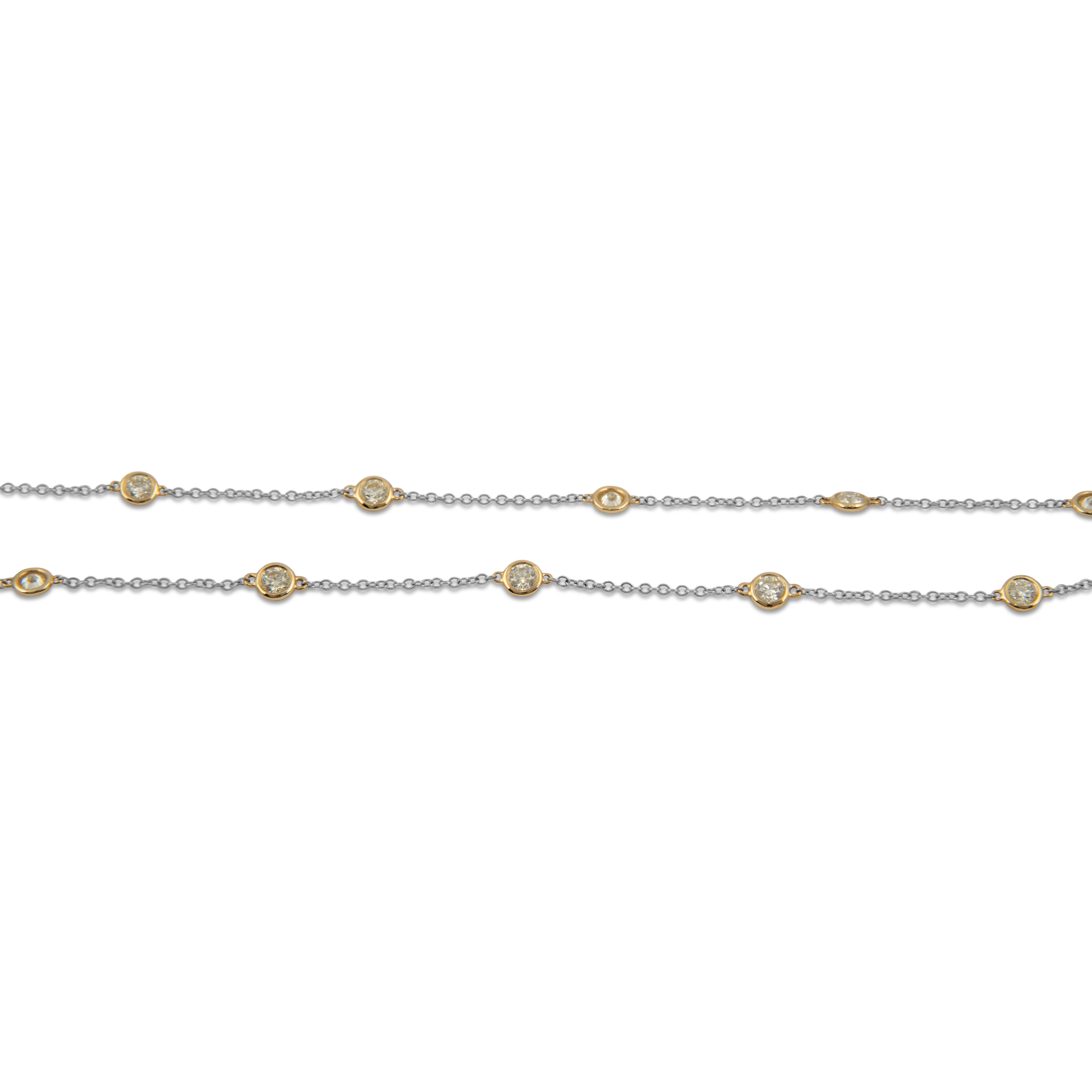 Round Cut Alexander Beverly Hills 8.34ct Diamonds by the Yard 18k White Gold 52in For Sale