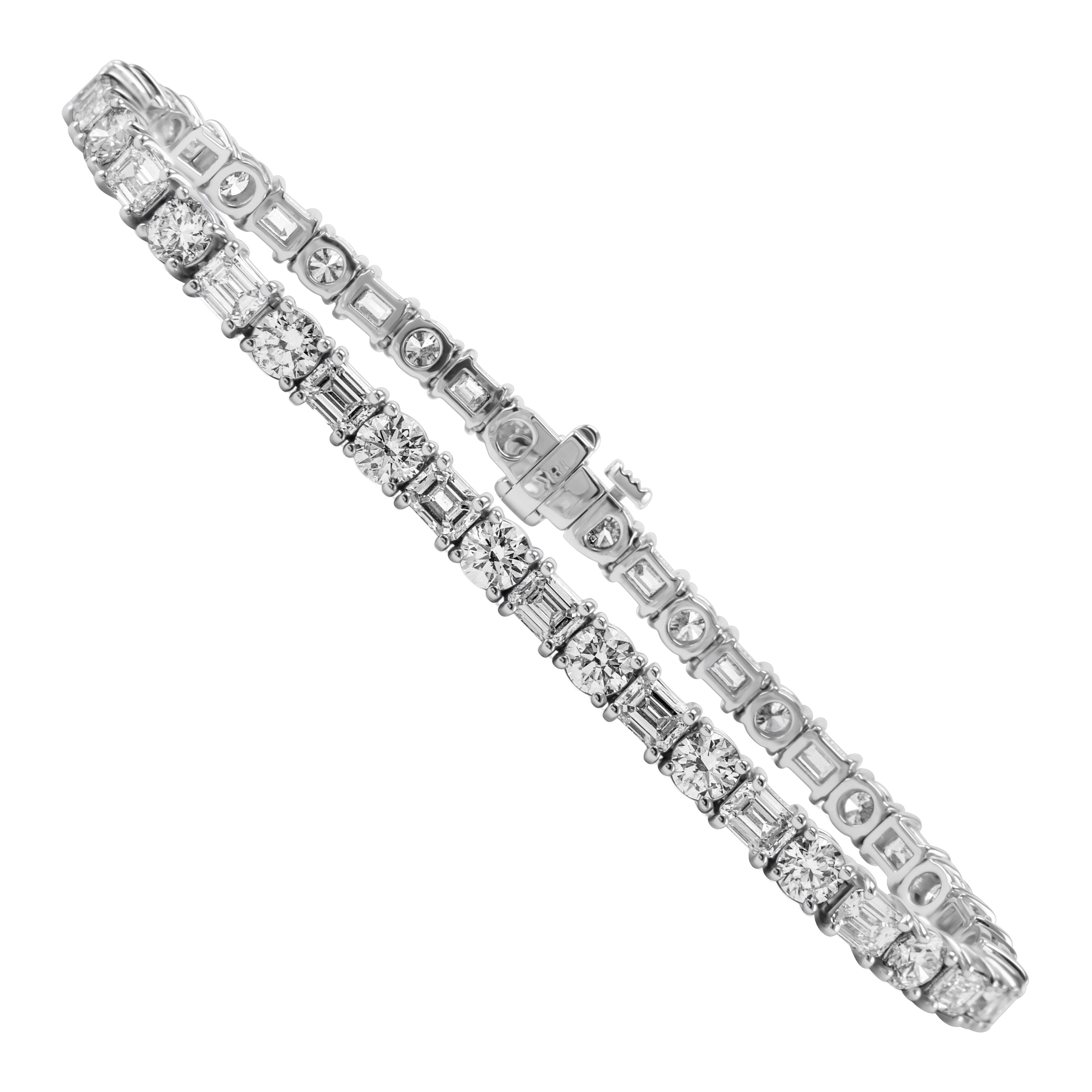 Alexander Beverly Hills 8.41ct Emerald Cut & Round Diamond Tennis Bracelet 18k
