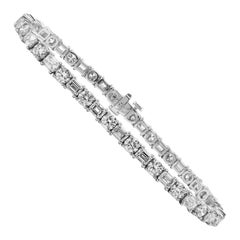 Alexander Beverly Hills 8.41ct Emerald Cut & Round Diamond Tennis Bracelet 18k