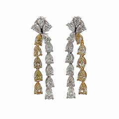 Alexander Beverly Hills 8.43ct Fancy Yellow & White Diamond Drop Earrings 18k