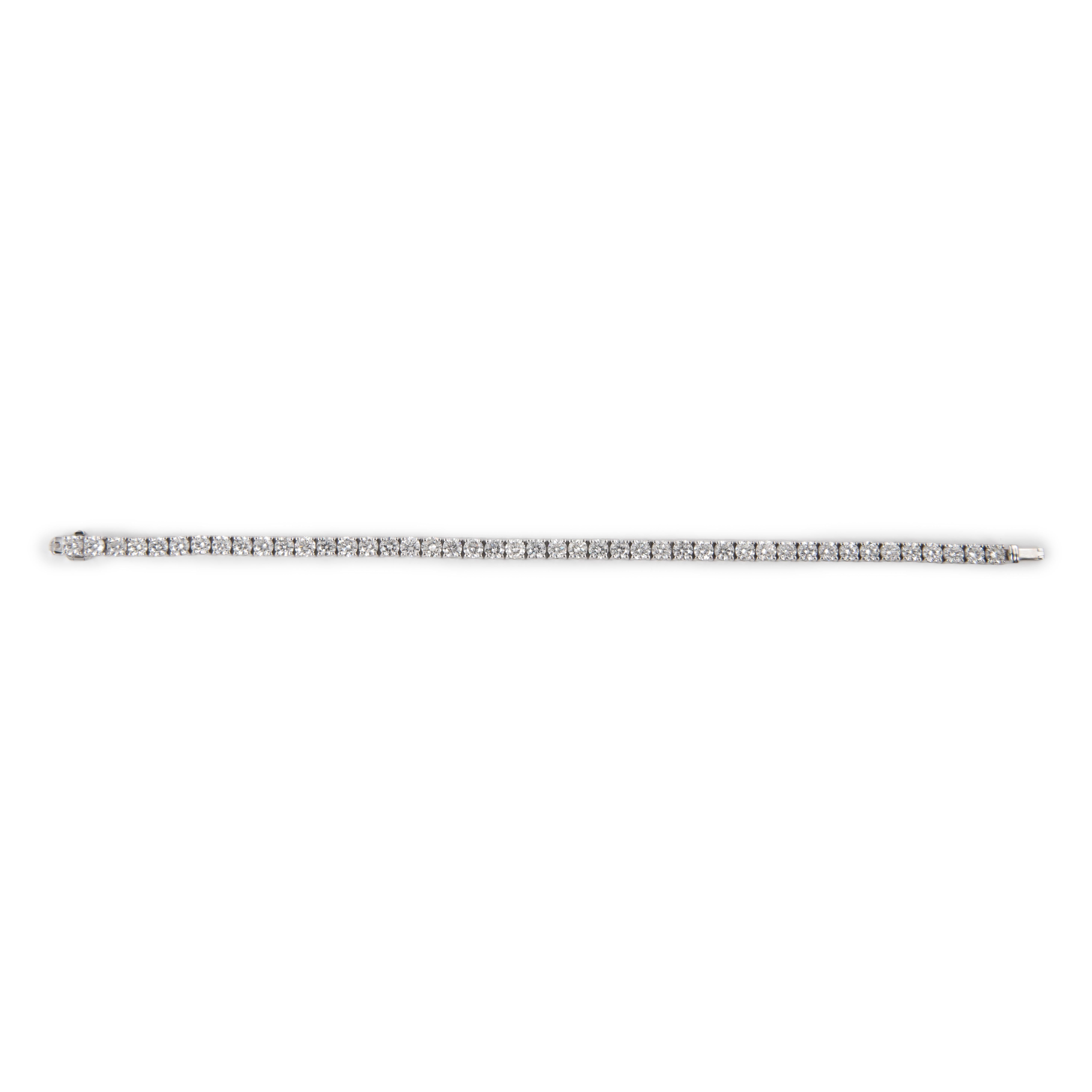 Round Cut Alexander Beverly Hills 8.45ct Diamond Tennis Bracelet 18k White Gold For Sale