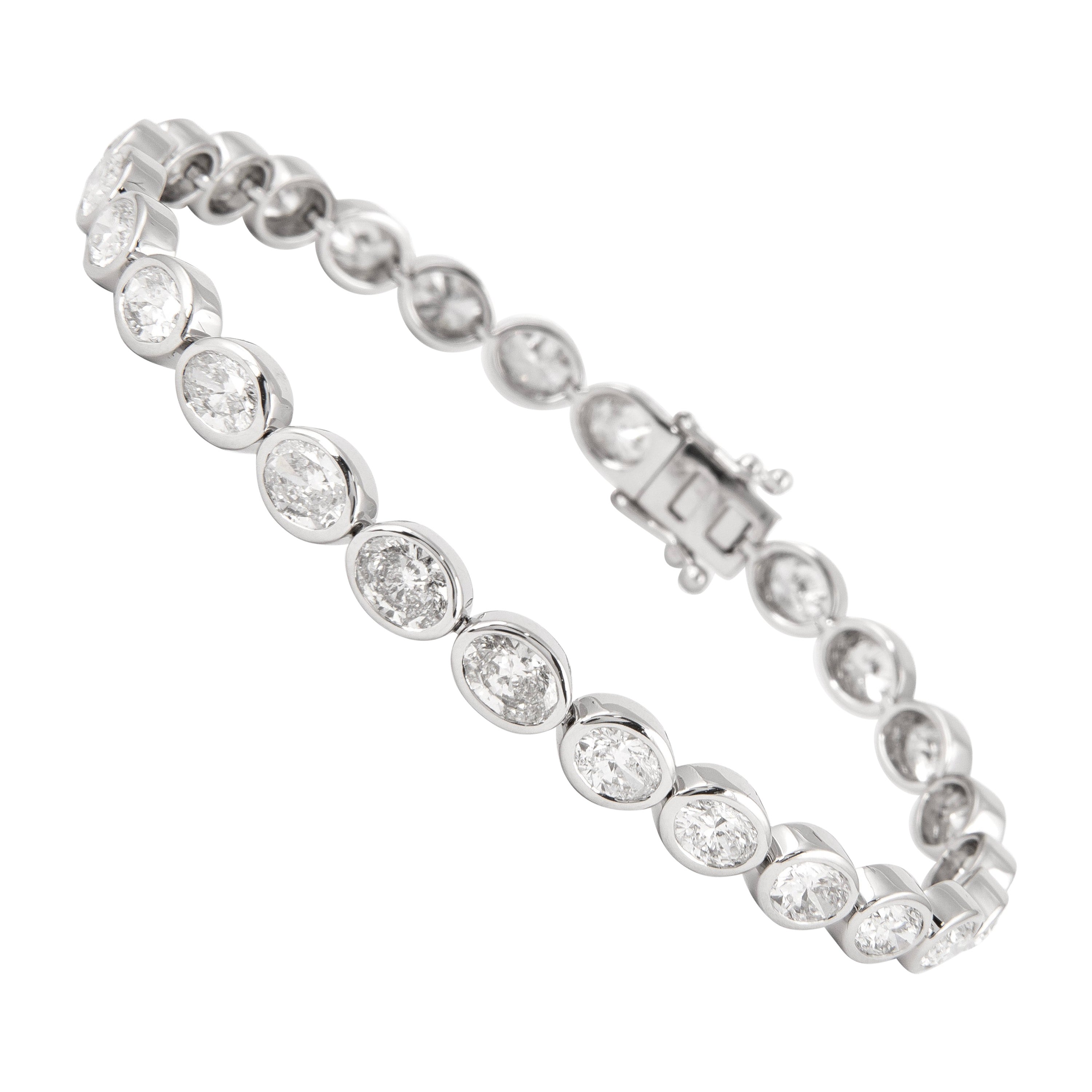Alexander Beverly Hills Pulsera de tenis de diamantes talla oval este-oeste de 8,46 ct 18k