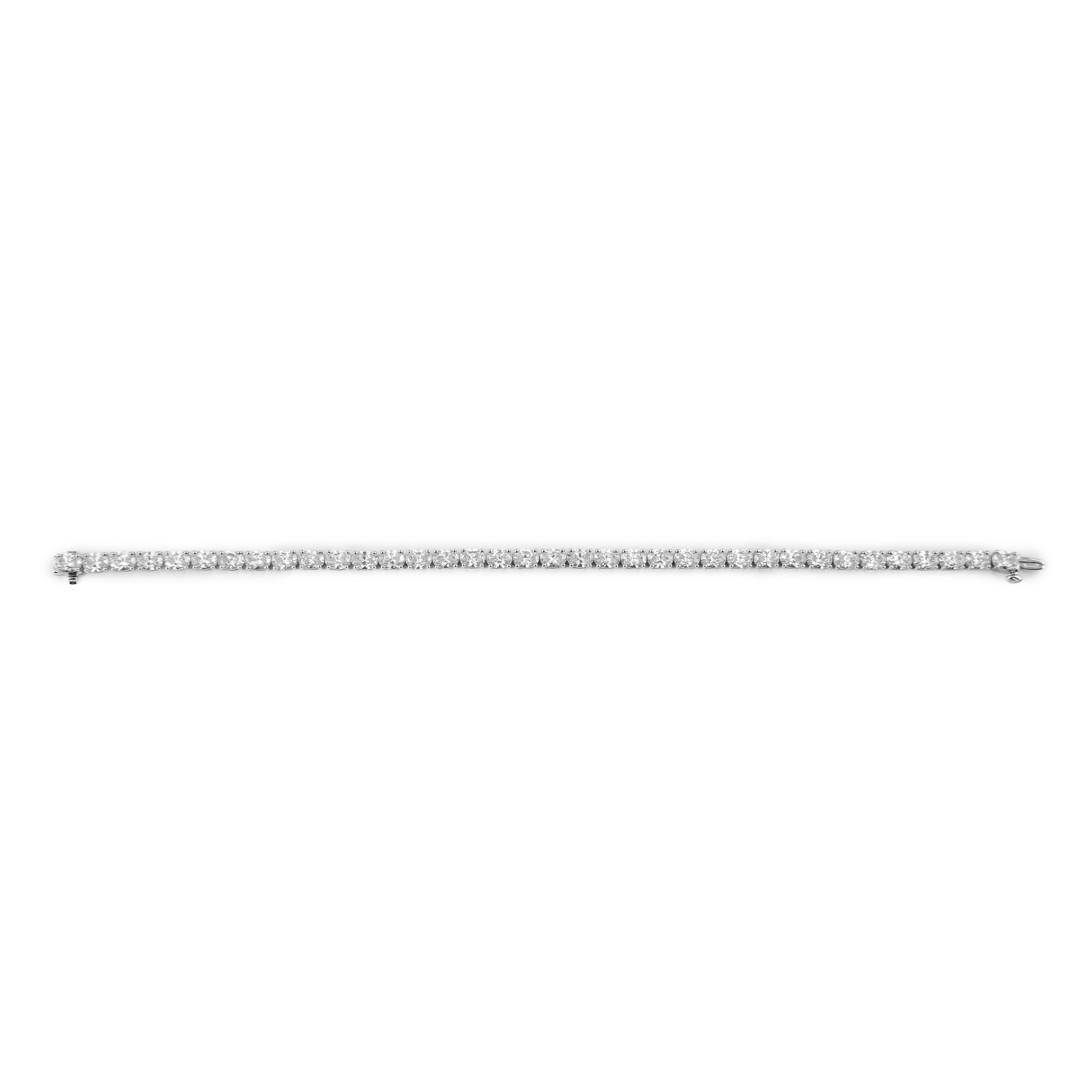 Alexander Beverly Hills 8.49ct East-West Oval Cut Diamond Tennis Bracelet 18k In New Condition For Sale In BEVERLY HILLS, CA