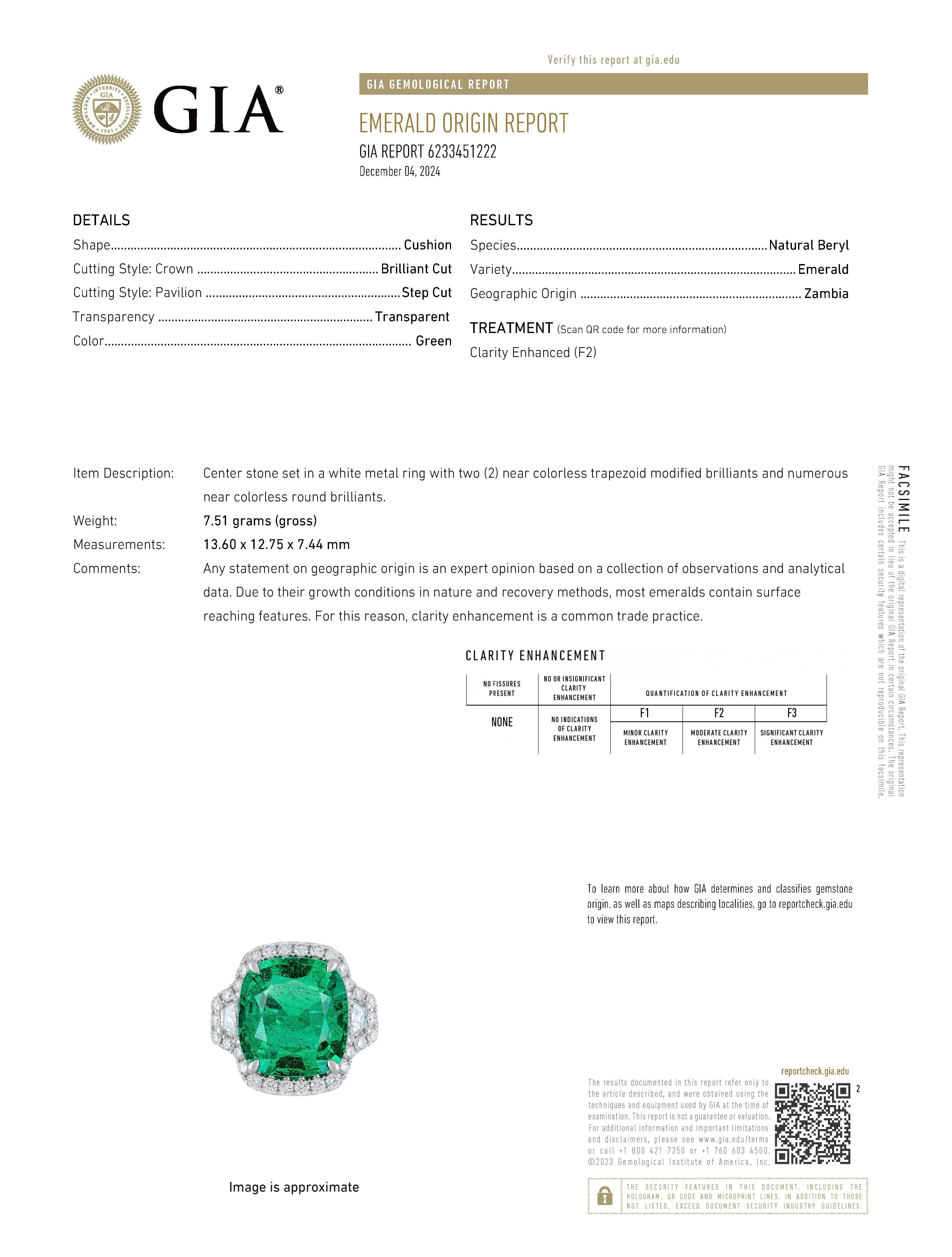 Alexander Beverly Hills GIA 8,58 Karat Smaragd & Diamant 3-Stein-Ring 18k Weißgold (Zeitgenössisch) im Angebot