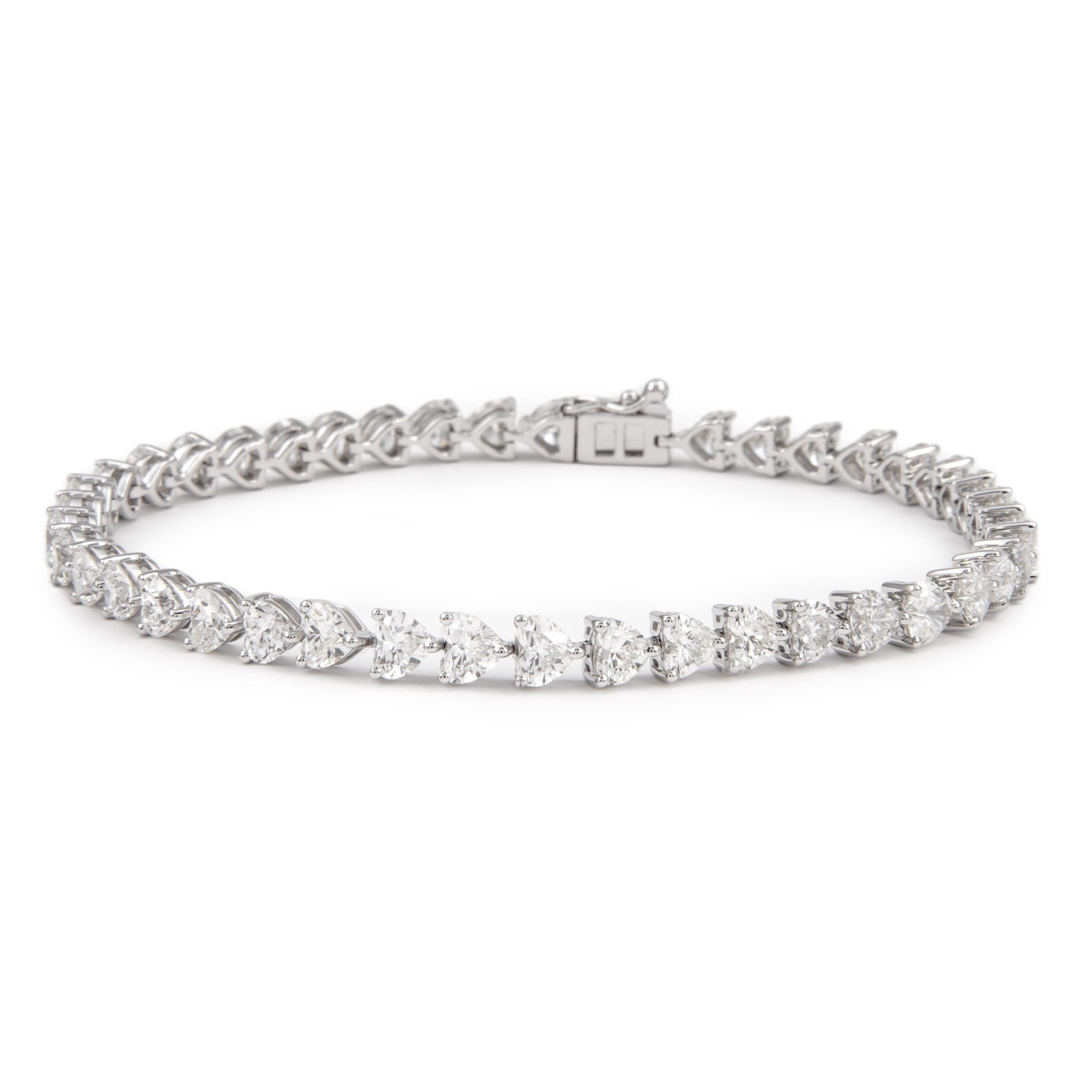 Heart Cut Alexander Beverly Hills 8.81ct Heart Diamond 3-Prong Tennis Bracelet 18k For Sale
