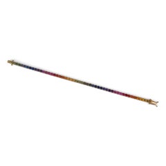 Alexander Beverly Hills 8.90ct Rainbow Sapphire Tennis Bracelet 18k Yellow Gold