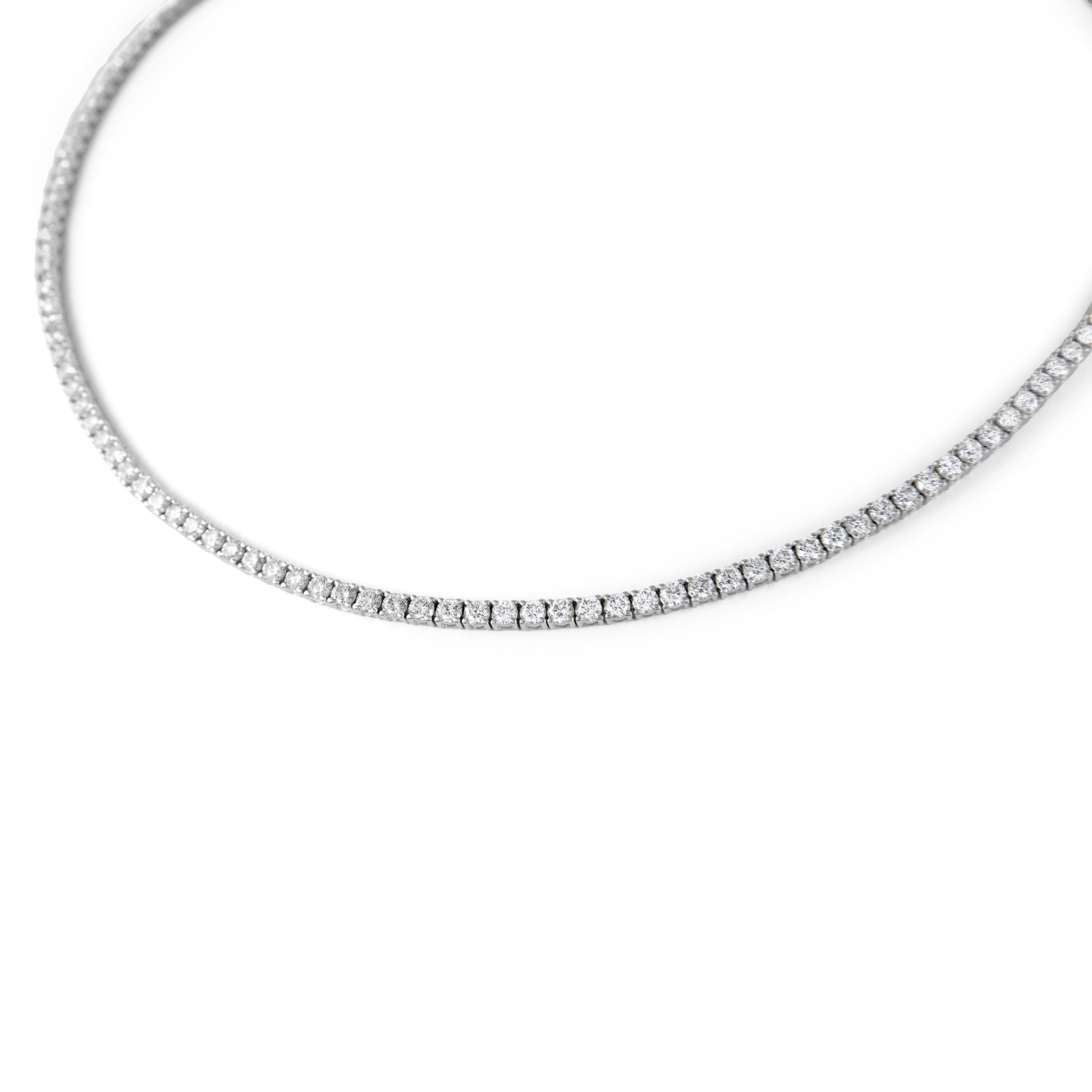 Contemporary Alexander Beverly Hills 9.09ct Diamond Tennis Necklace 18k White Gold 16.5in For Sale