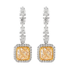 Alexander Beverly Hills, pendants d'oreilles en platine 18 carats avec diamant jaune fantaisie de 9,20 carats