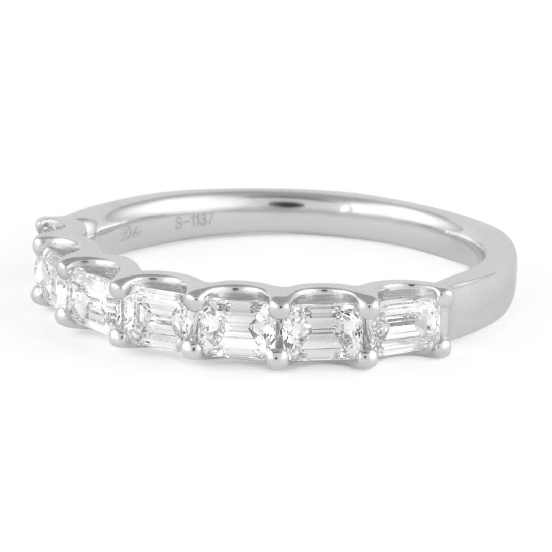 Contemporary Alexander Beverly Hills .92ct Emerald Cut Diamond East West Half Eternity 18k For Sale