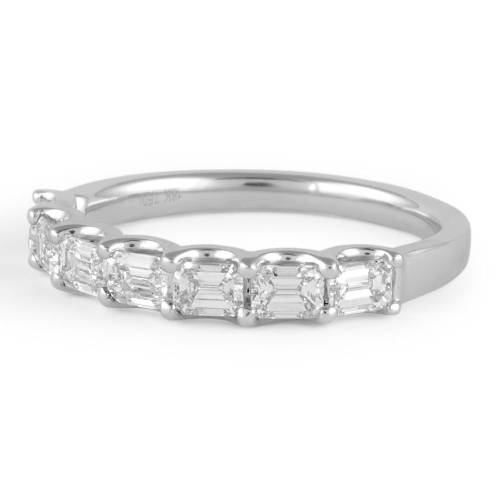Contemporary Alexander Beverly Hills .92ct Emerald Cut Diamond East West Half Eternity 18k For Sale
