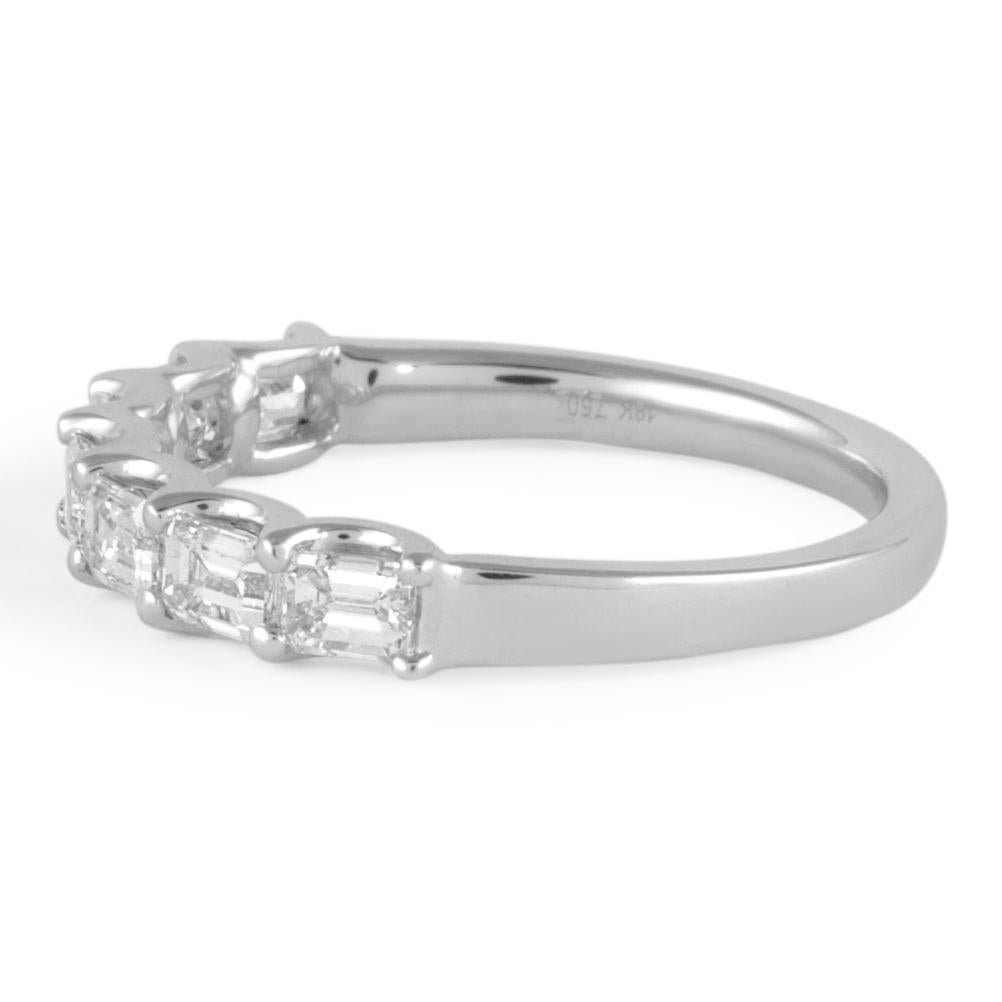 Alexander Beverly Hills .92ct Emerald Cut Diamond East West Half Eternity 18k In New Condition For Sale In BEVERLY HILLS, CA