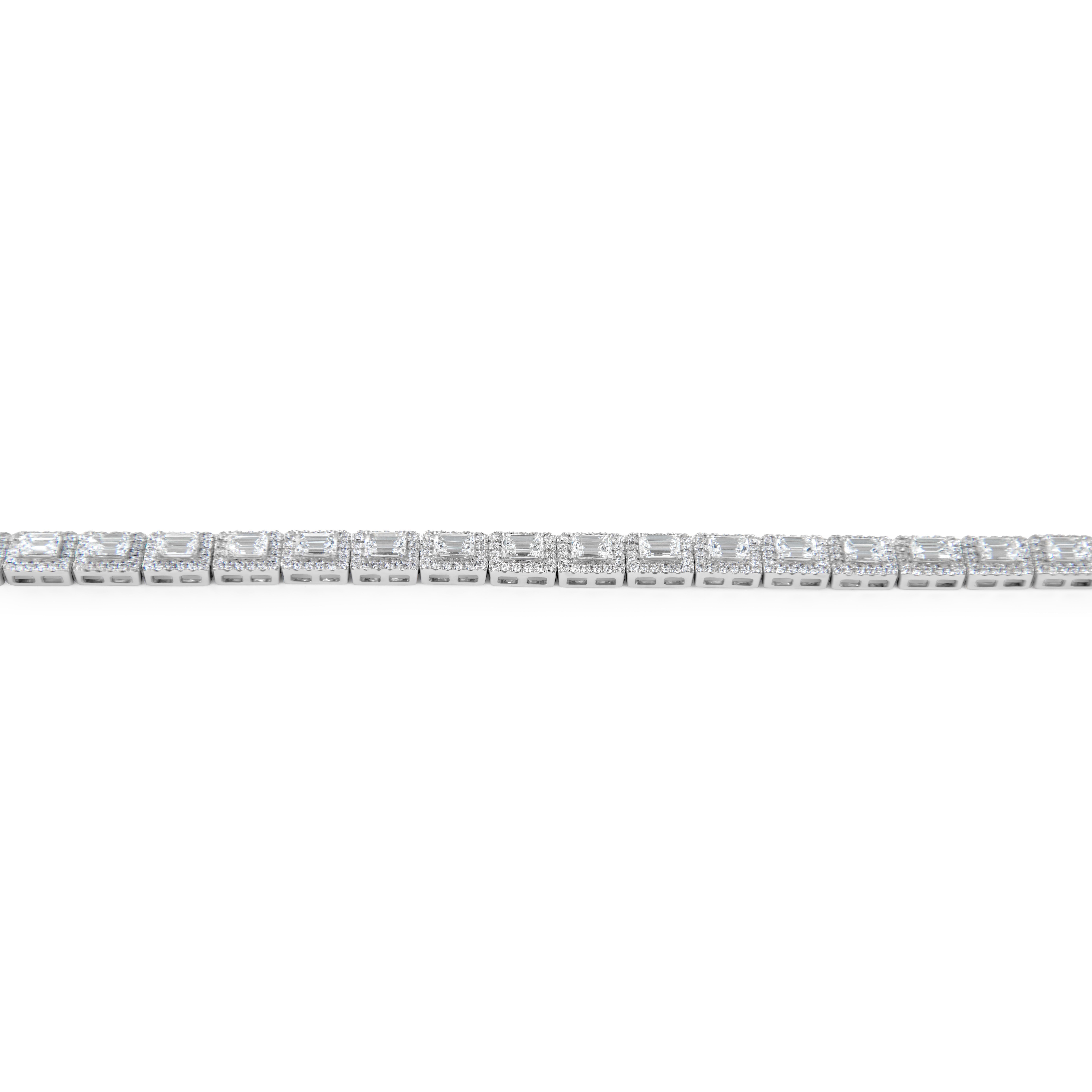 Taille émeraude Alexander Beverly Hills Bracelet tennis en or 18 carats avec diamants taille émeraude 9,49 carats en vente