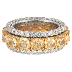 Alexander Beverly Hills 9.69ct Diamond and Yellow Diamond Eternity Band 18k