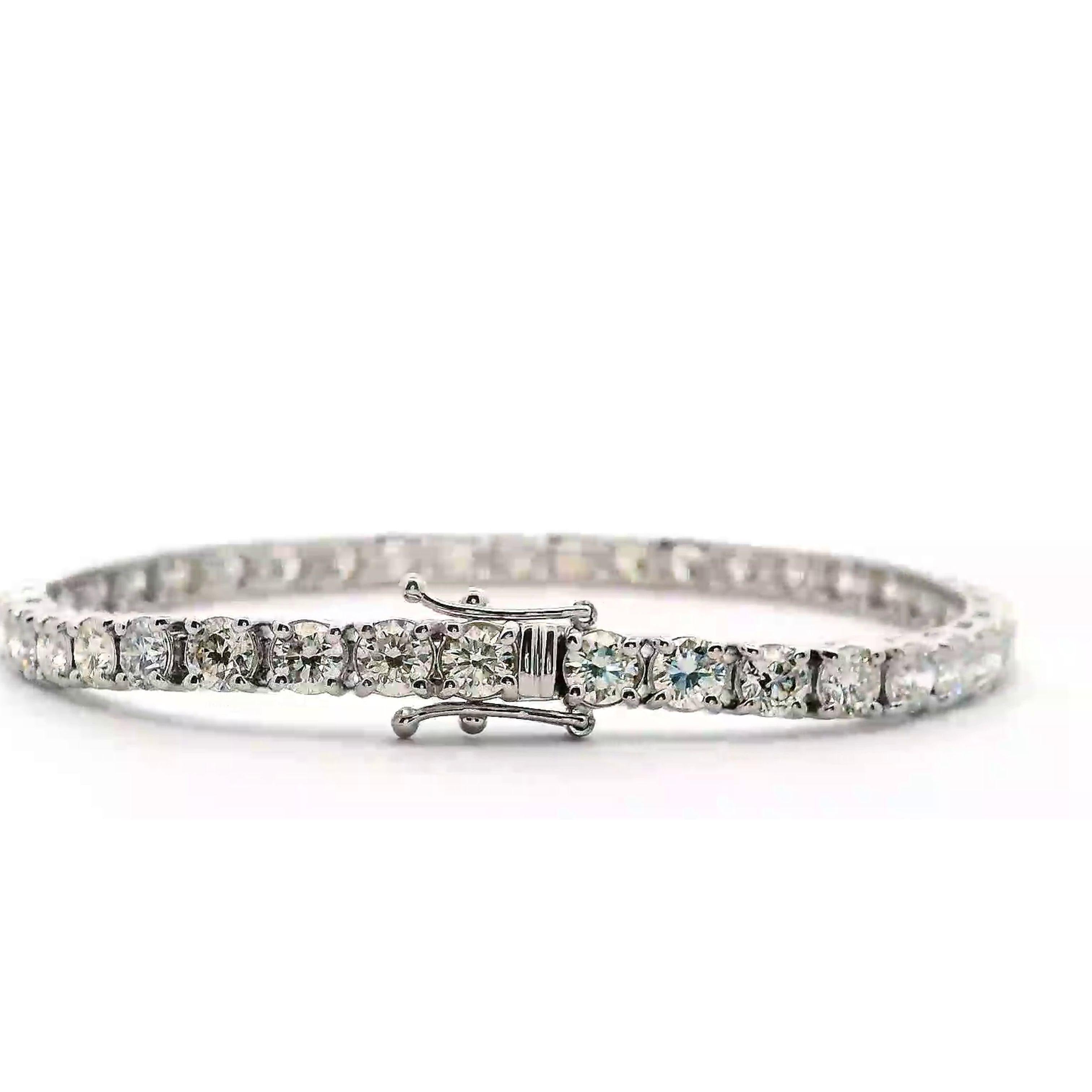 Taglio rotondo Alexander Beverly Hills - Bracciale tennis con diamanti da 9,74 carati - Oro bianco 18 carati in vendita