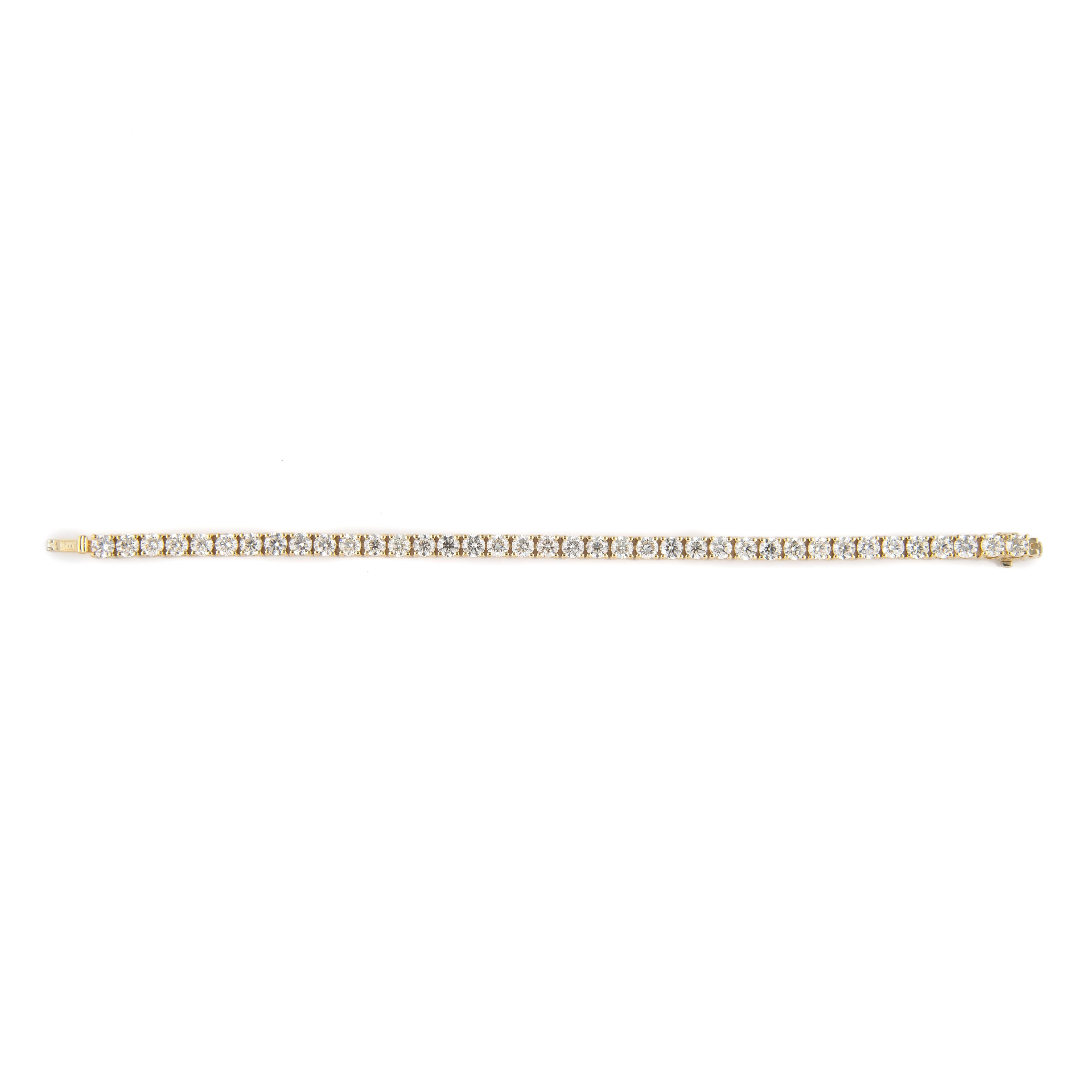 Round Cut Alexander Beverly Hills 9.88ct Diamond Tennis Bracelet 18k Yellow Gold For Sale