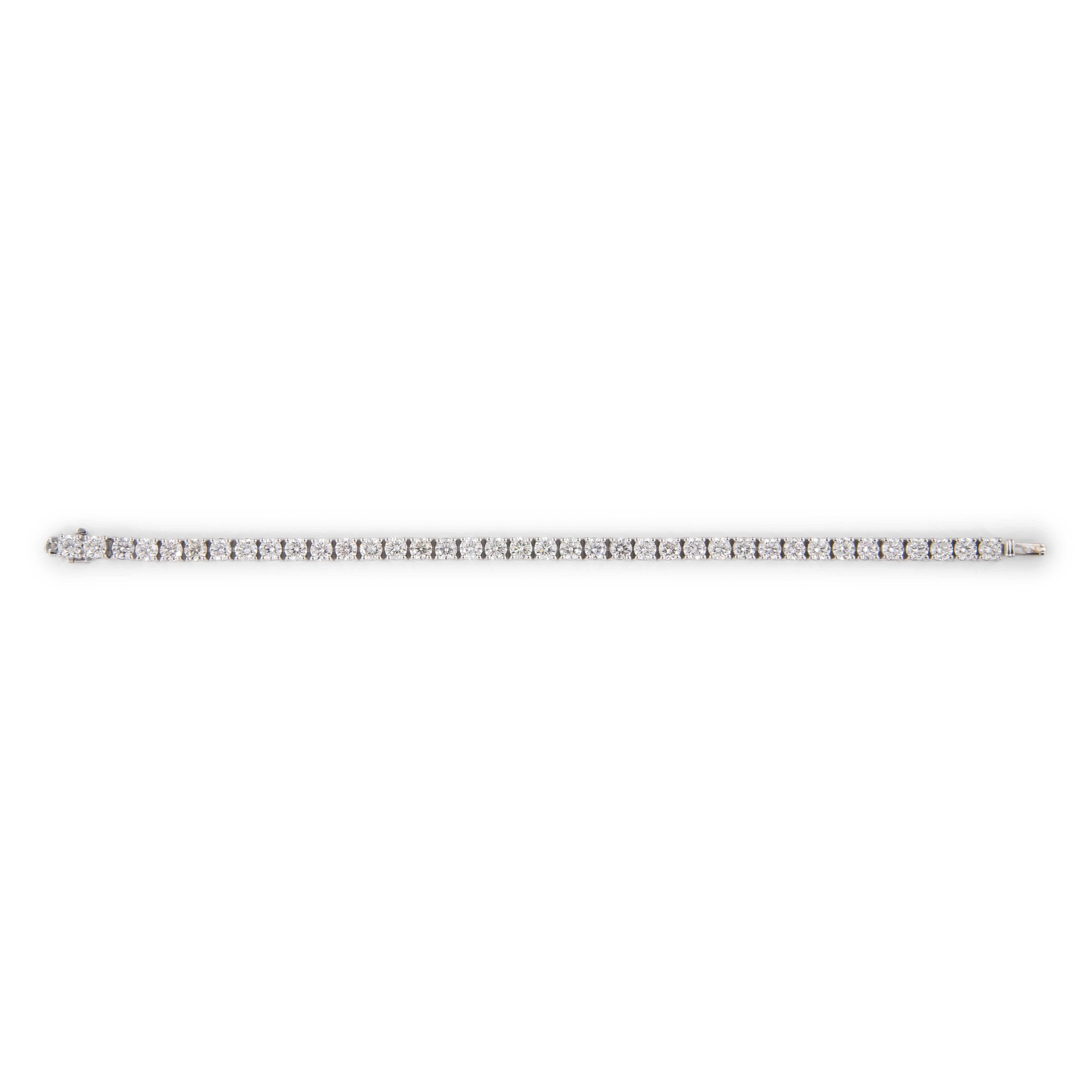 Taille ronde Alexander Beverly Hills Bracelet tennis en or blanc 18 carats avec diamants 11,40 carats certifiés GIA