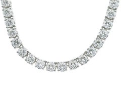 Alexander Beverly Hills All GIA 32.73ct D-F VVS Diamond Tennis Necklace 18k 18in
