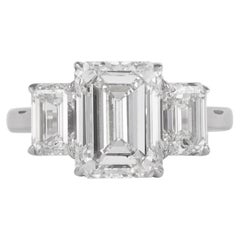 Alexander of Beverly Hills Alle GIA 4,01ct mit 2,00ct Smaragdschliff Diamanten Ring 18k