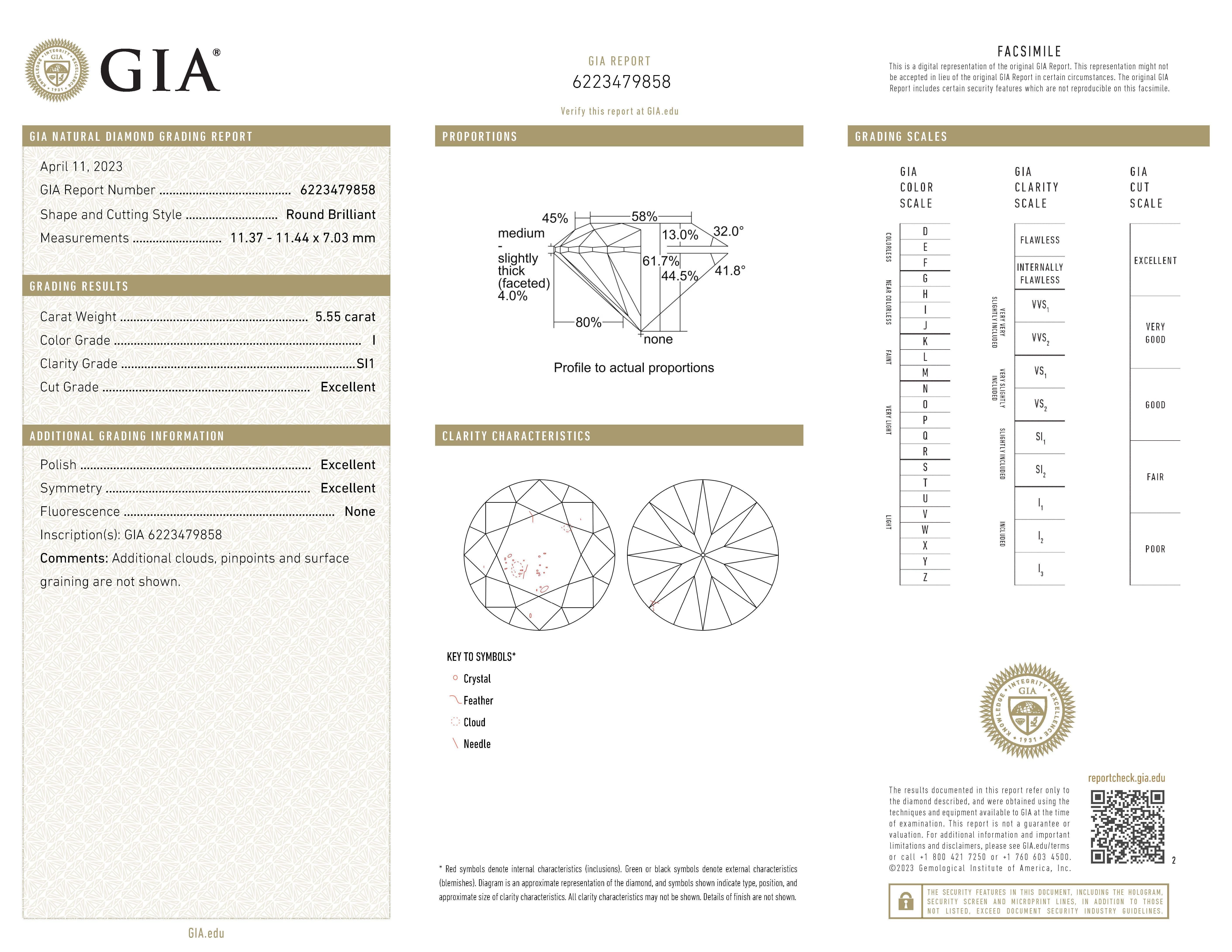 Contemporaneo Alexander Beverly Hills Tutto GIA 5,55ct con 3ct Anello con 3 pietre di diamante rotondo 18k in vendita