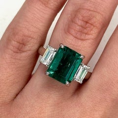 Alexander Beverly Hills All GIA 5,74ctt Smaragd & G IF Diamant 3-Stein-Ring 18k