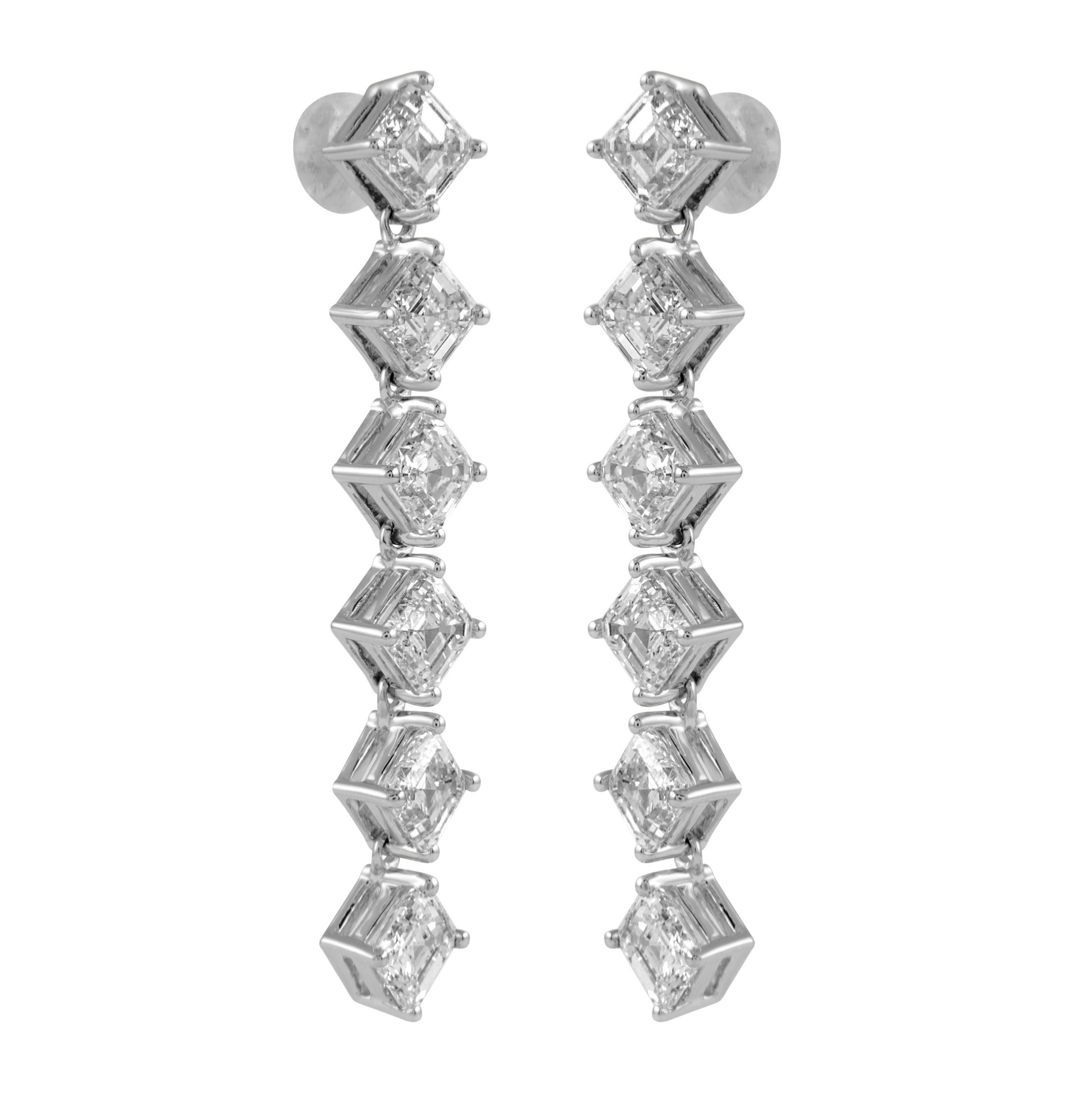 Contemporain Alexander Beverly Hills Boucles d'oreilles pendantes avec diamant GIA 6.02ct Asscher Cut 18k en vente