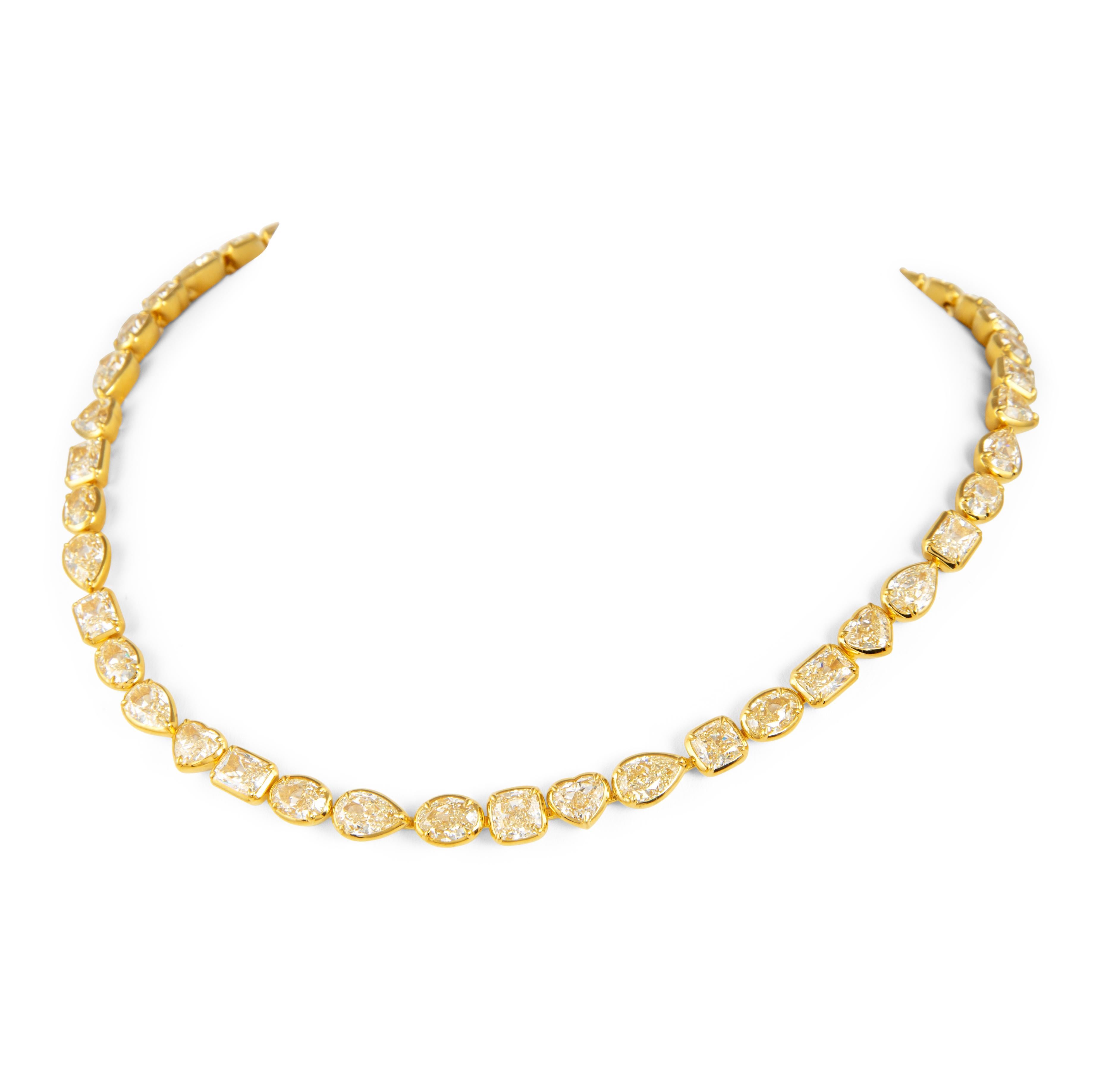 Contemporary Alexander Beverly Hills Certified 49.96ct Yellow Diamond Necklace 18k For Sale