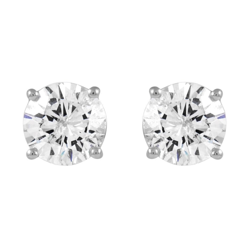 Round Cut Alexander Beverly Hills EGL 2.02 Carat Diamond Stud Earrings White Gold