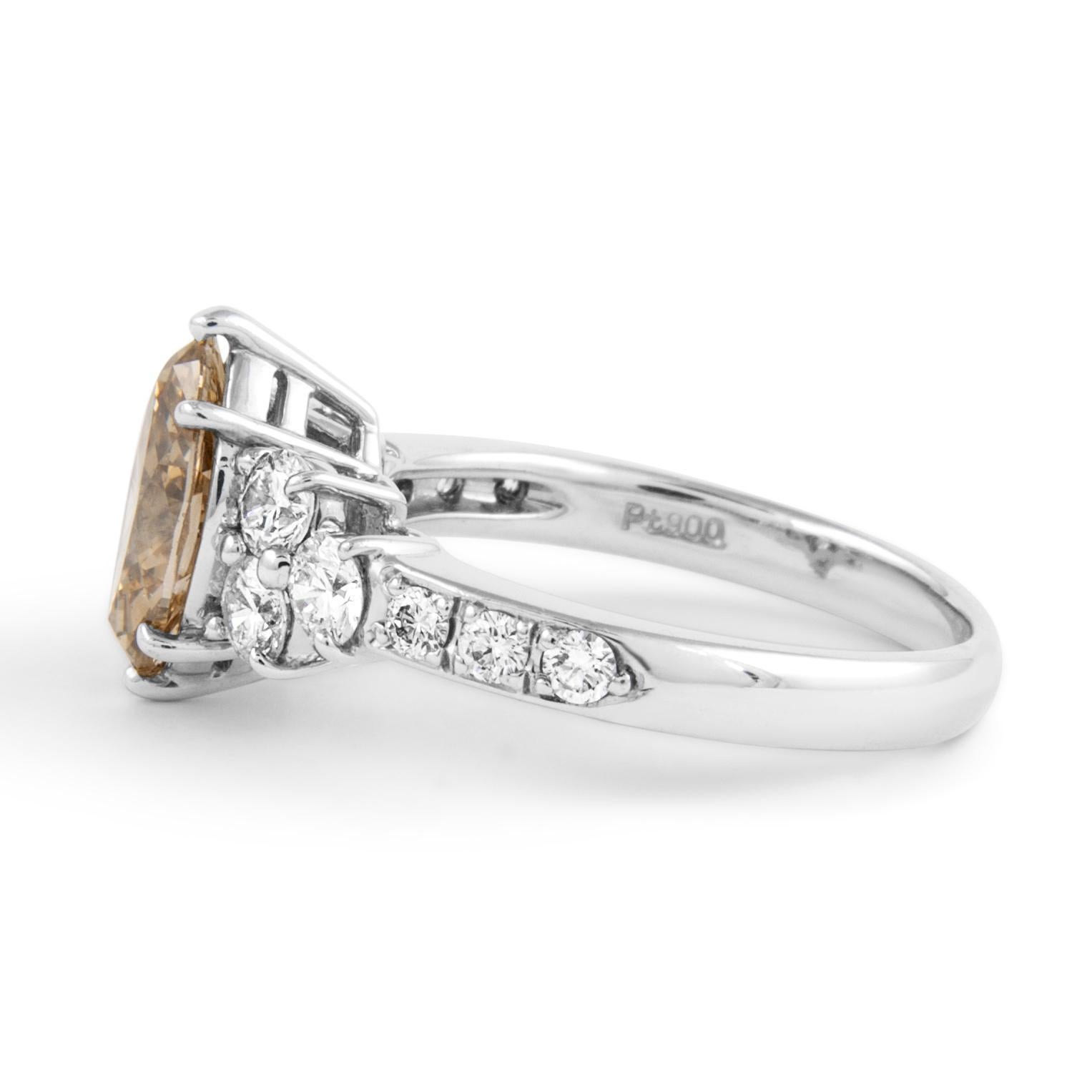 Contemporary Alexander Beverly Hills EGL 2.14ctt Fancy Brown Diamond Ring 18k White Gold