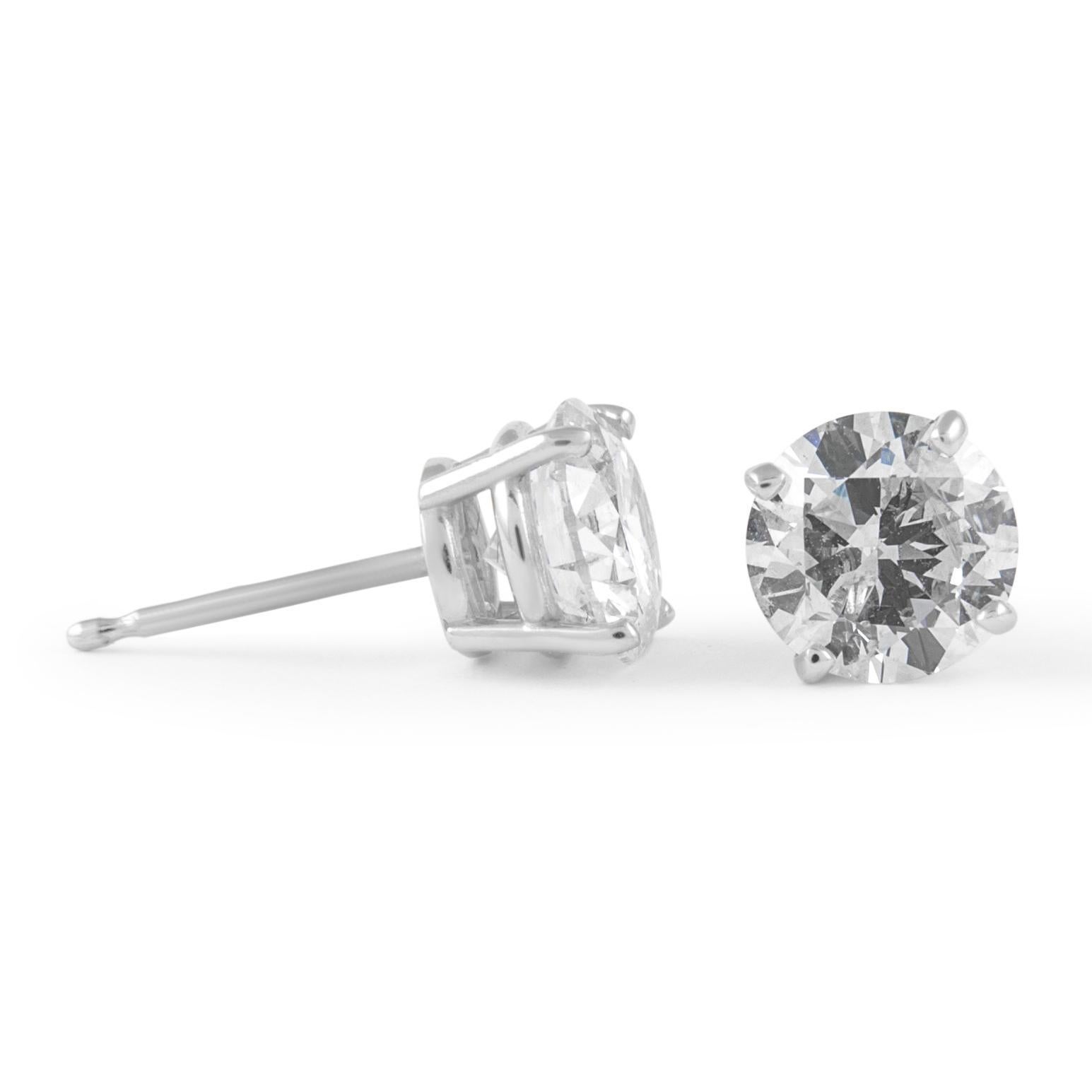 Contemporary Alexander Beverly Hills EGL 2.42 Carat Diamond Stud Earrings White Gold For Sale
