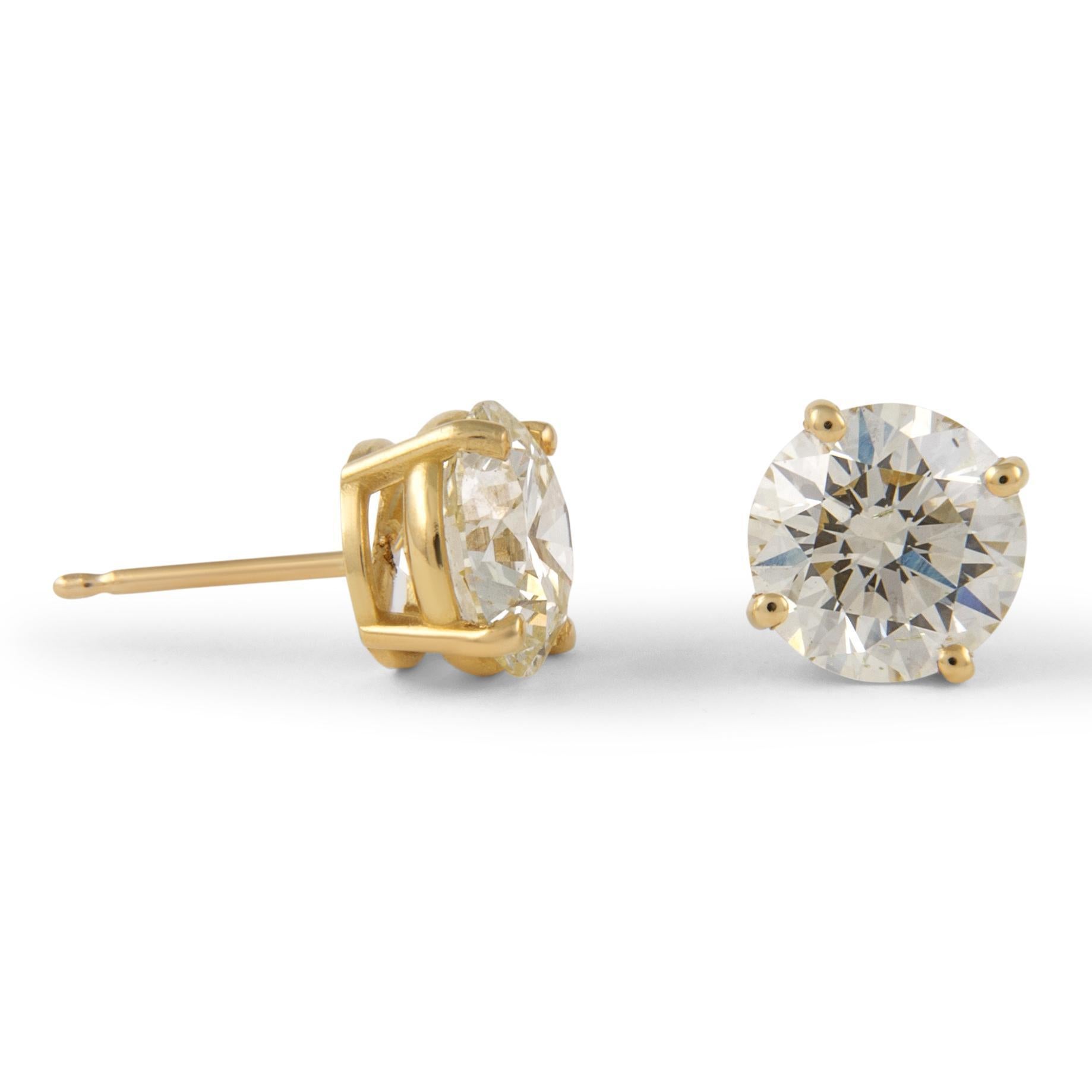 Contemporain Alexander Beverly Hills, clous d'oreilles en or jaune 18 carats avec diamants ronds de 3,37 carats certifiés EGL en vente