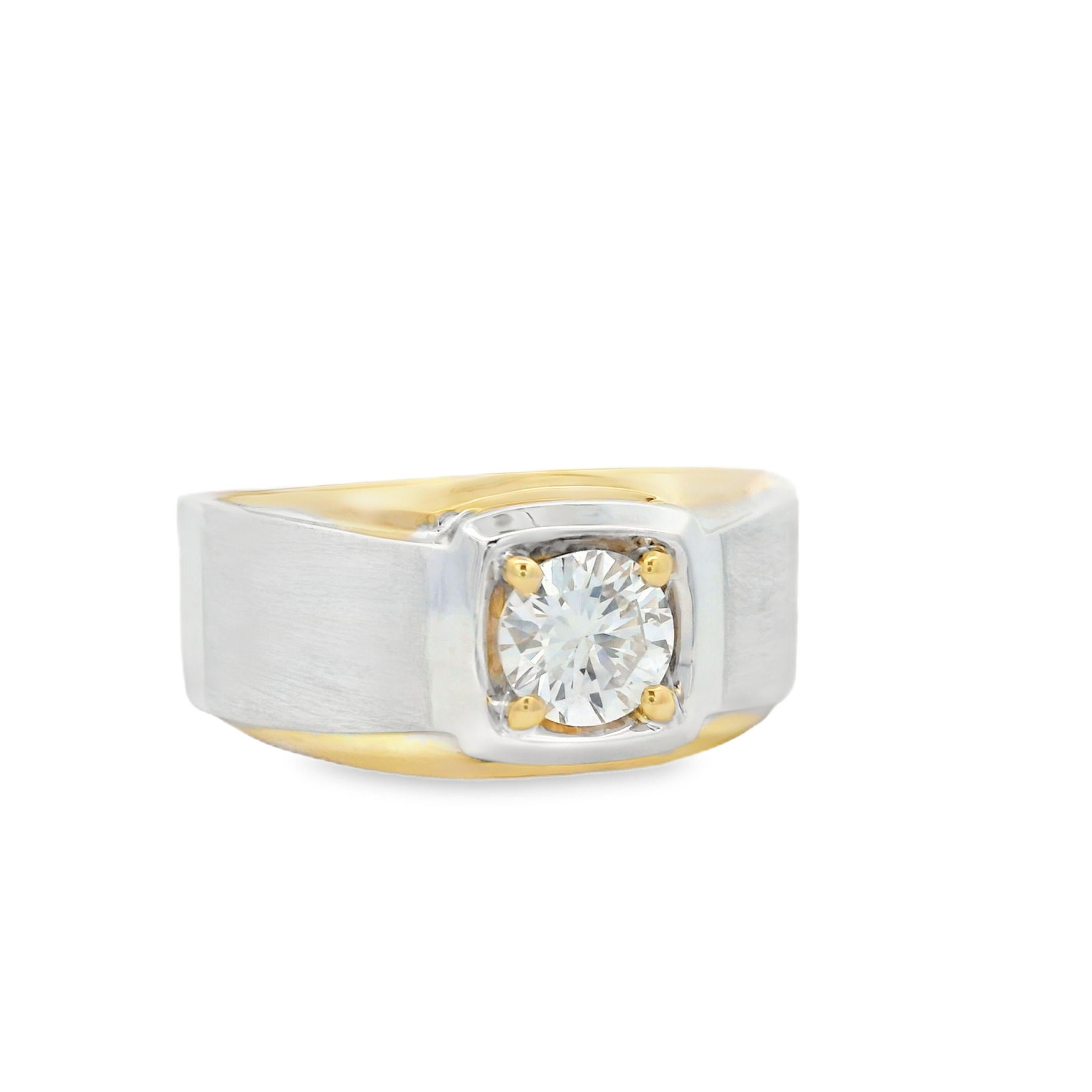 Contemporary Alexander Beverly Hills GIA 0.68ct Round Diamond Ring 18k White Yellow Gold For Sale