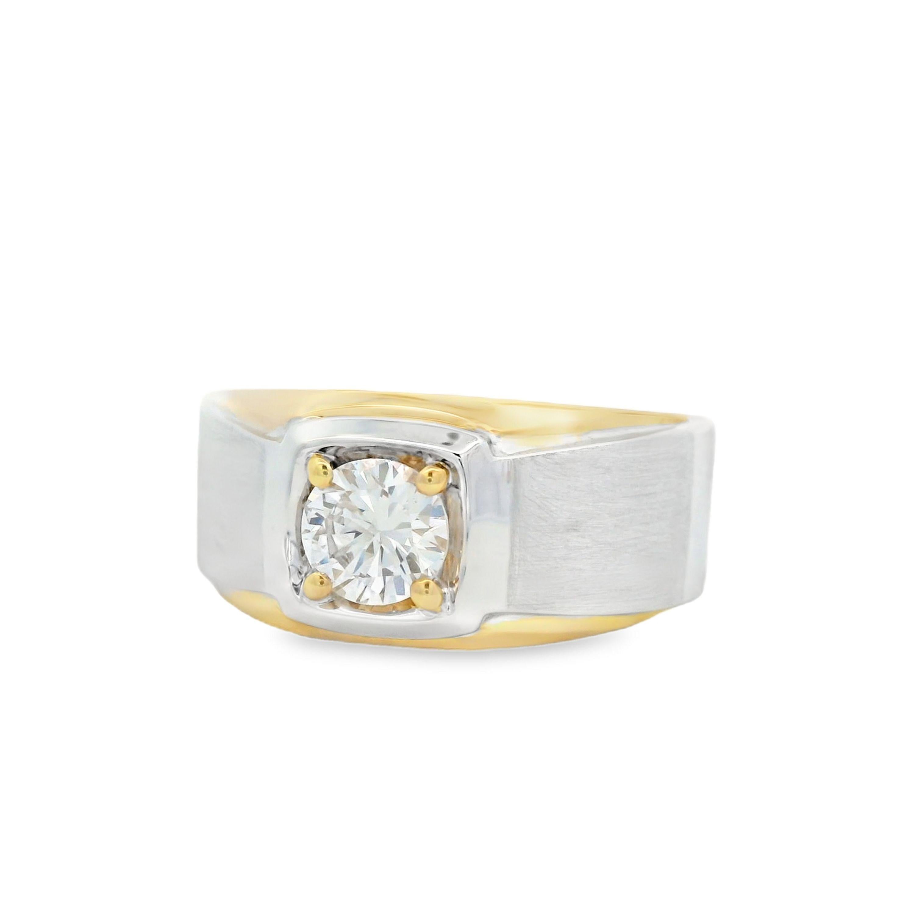 Round Cut Alexander Beverly Hills GIA 0.68ct Round Diamond Ring 18k White Yellow Gold For Sale