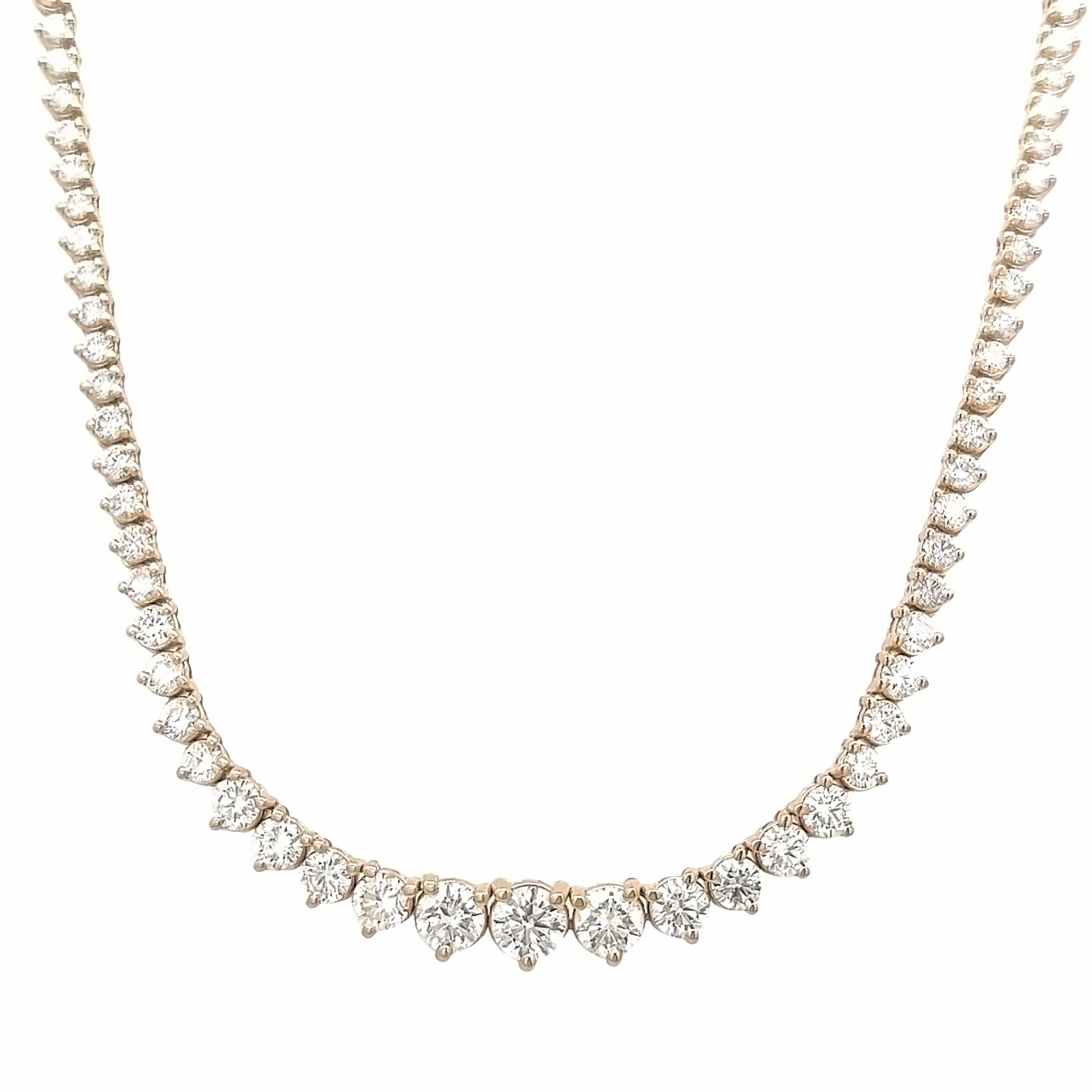Contemporary Alexander Beverly Hills GIA 10.09ct Diamond Tennis Riviera Necklace 18k For Sale