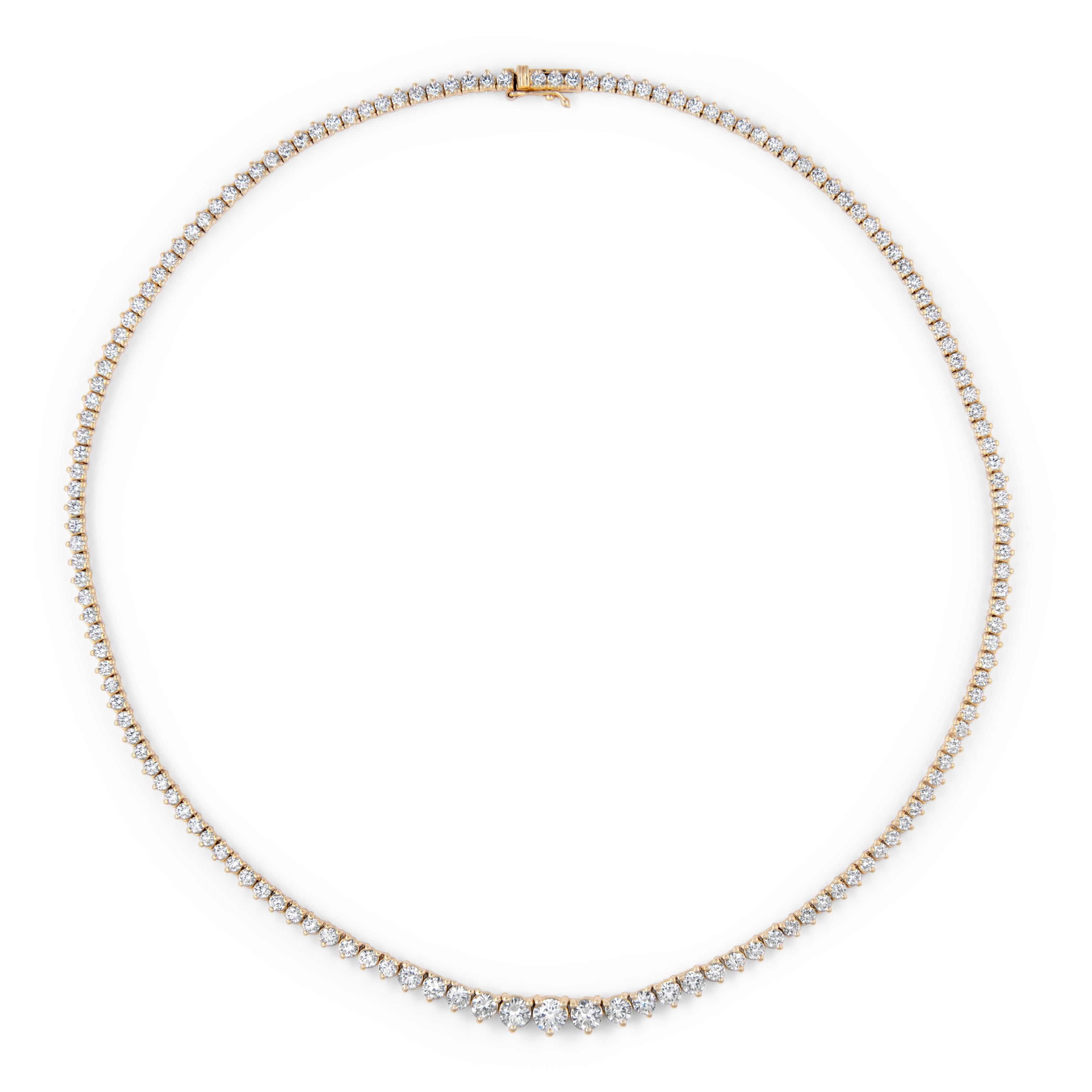 Alexander Beverly Hills GIA 10,09 Karat Diamant Tennis Riviera Halskette 18k (Rundschliff) im Angebot