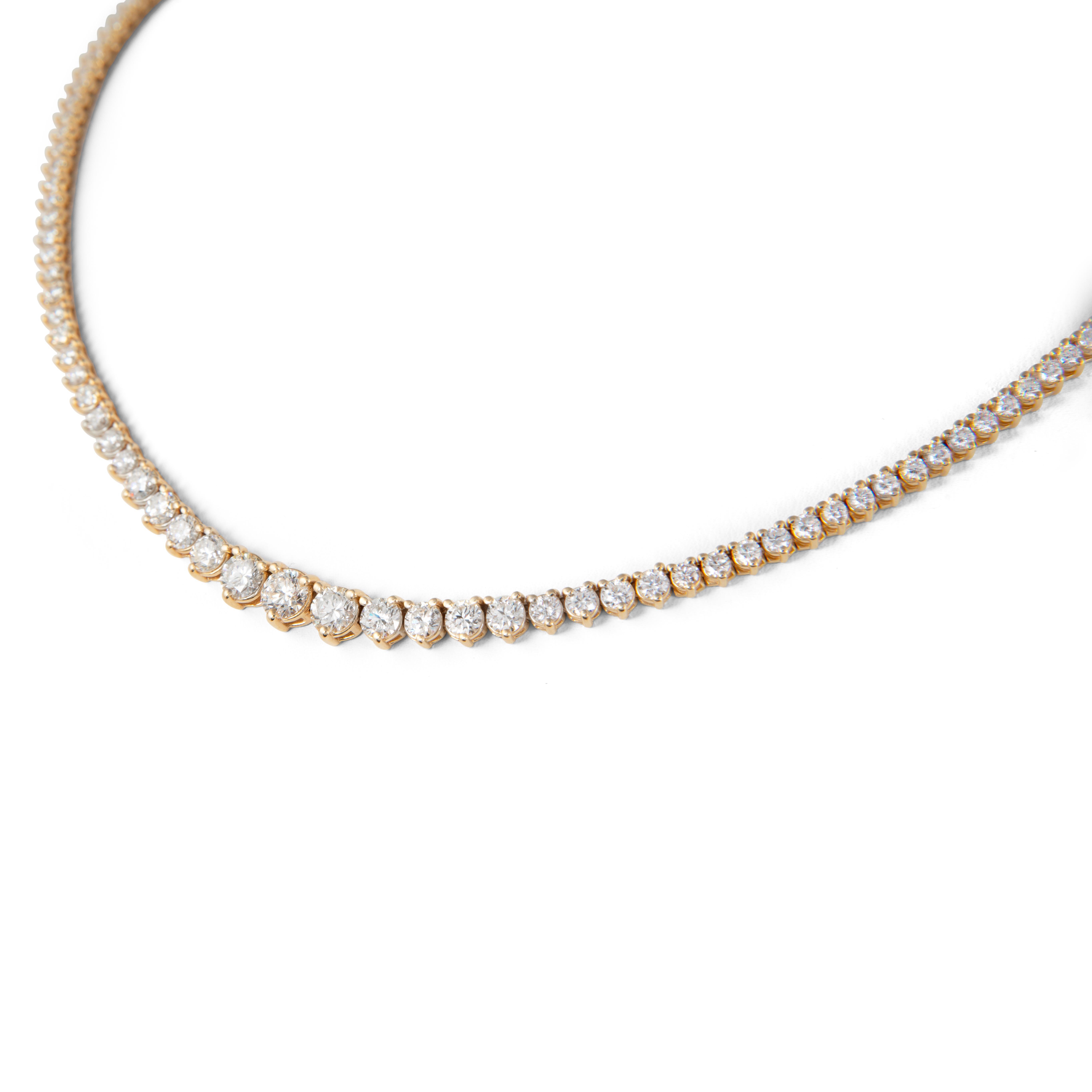Alexander Beverly Hills GIA 10,09 Karat Diamant Tennis Riviera Halskette 18k (Zeitgenössisch) im Angebot