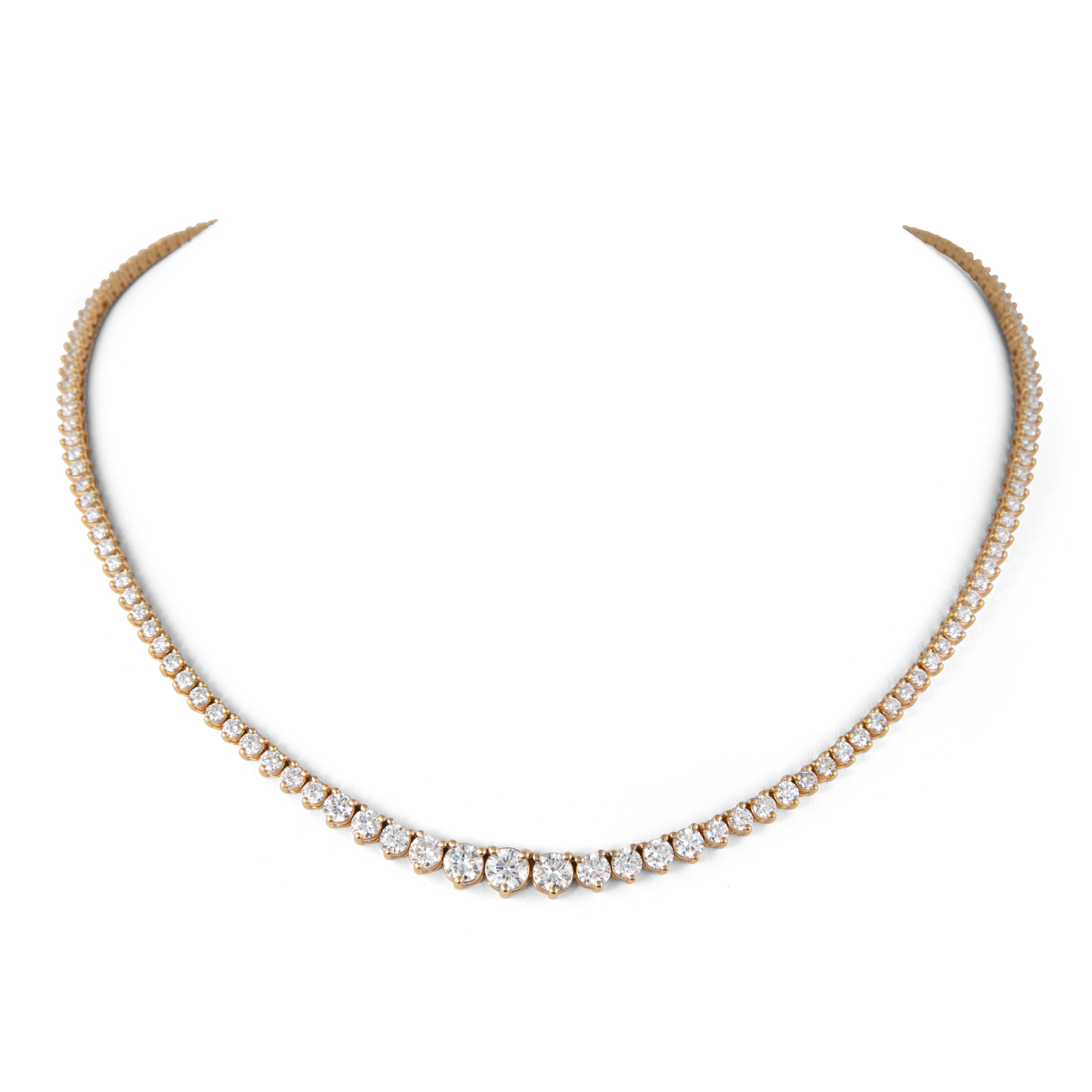 Alexander Beverly Hills GIA 10.09ct Diamond Tennis Riviera Necklace 18k