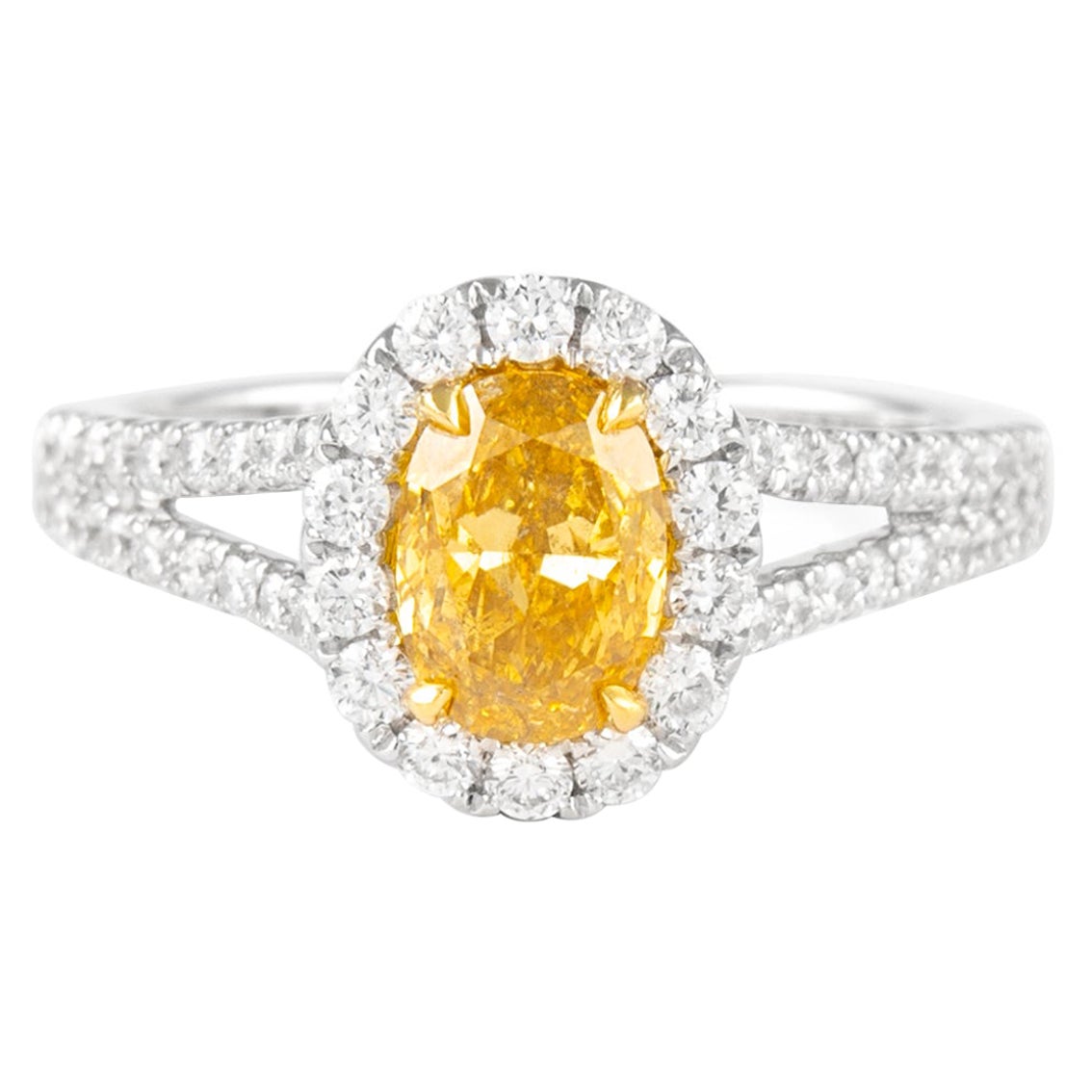 Alexander Beverly Hills, bague avec diamant jaune orangé foncé fantaisie de 1,03 carat certifié GIA