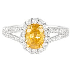 Alexander Beverly Hills, bague avec diamant jaune orangé foncé fantaisie de 1,03 carat certifié GIA