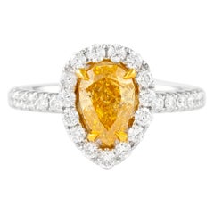 Alexander Beverly Hills GIA 1.03ct Fancy Intense Orange-Yellow Pear Diamond Ring