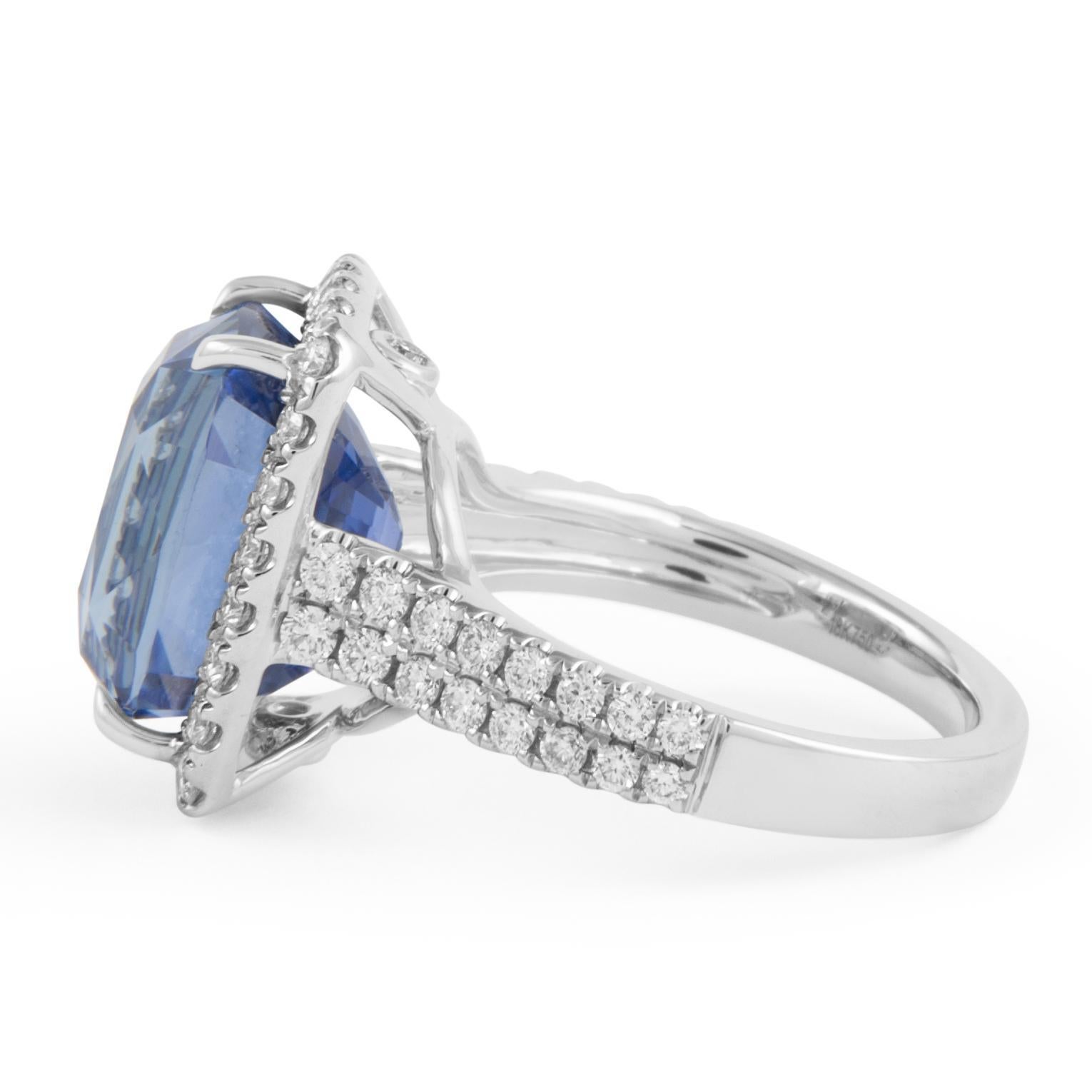 Alexander Beverly Hills GIA 10.65ct No Heat Ceylon Sapphire & Diamond Ring 18k In New Condition For Sale In BEVERLY HILLS, CA