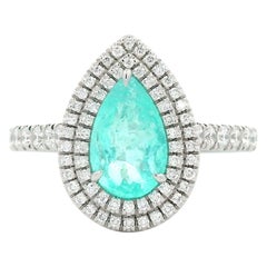 Alexander Beverly Hills GIA 1.16 Pear Paraiba Tourmaline Halo Ring Platinum