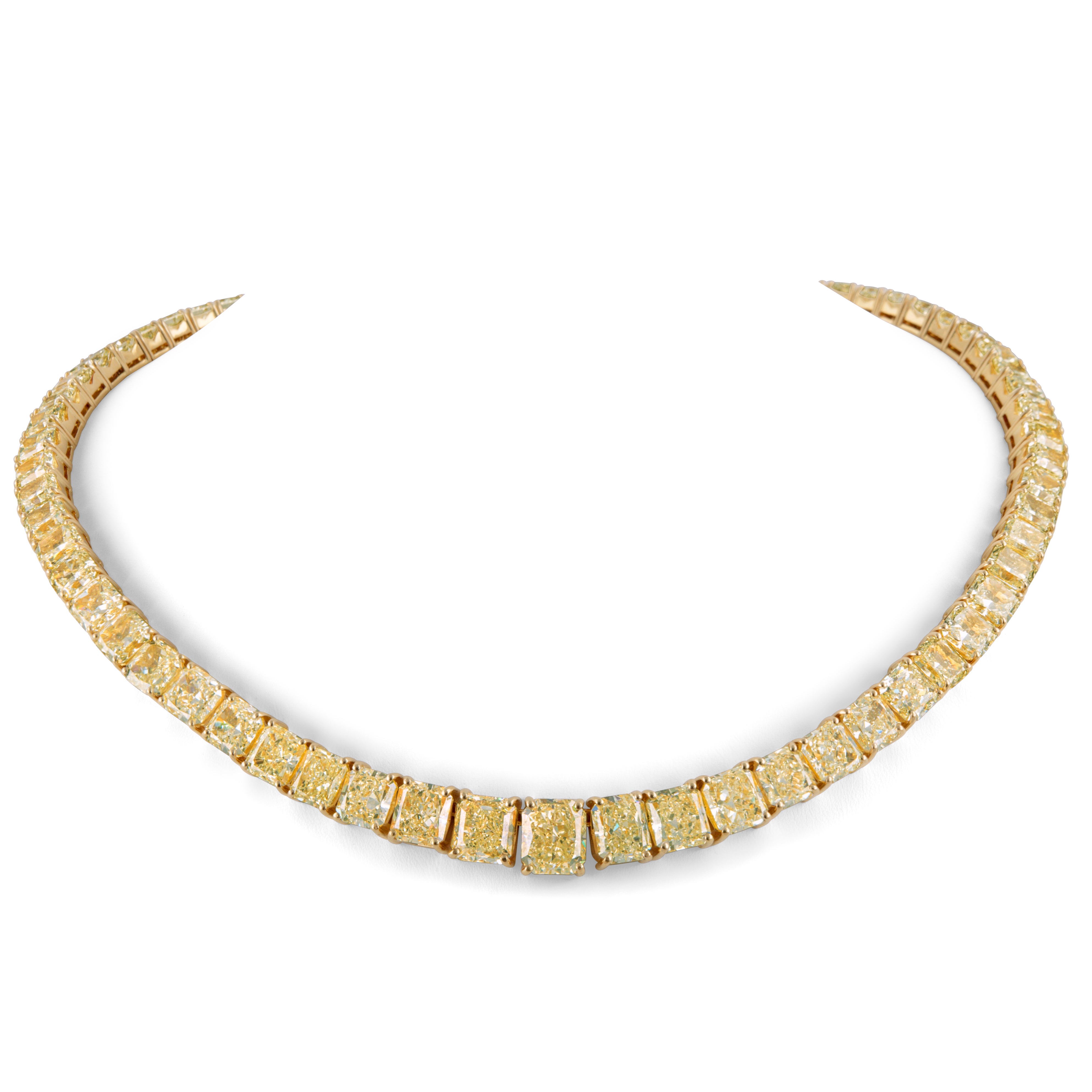 Alexander Beverly Hills GIA 116,80 ct Amarillo Diamante Tenis Riviera Collar 18k