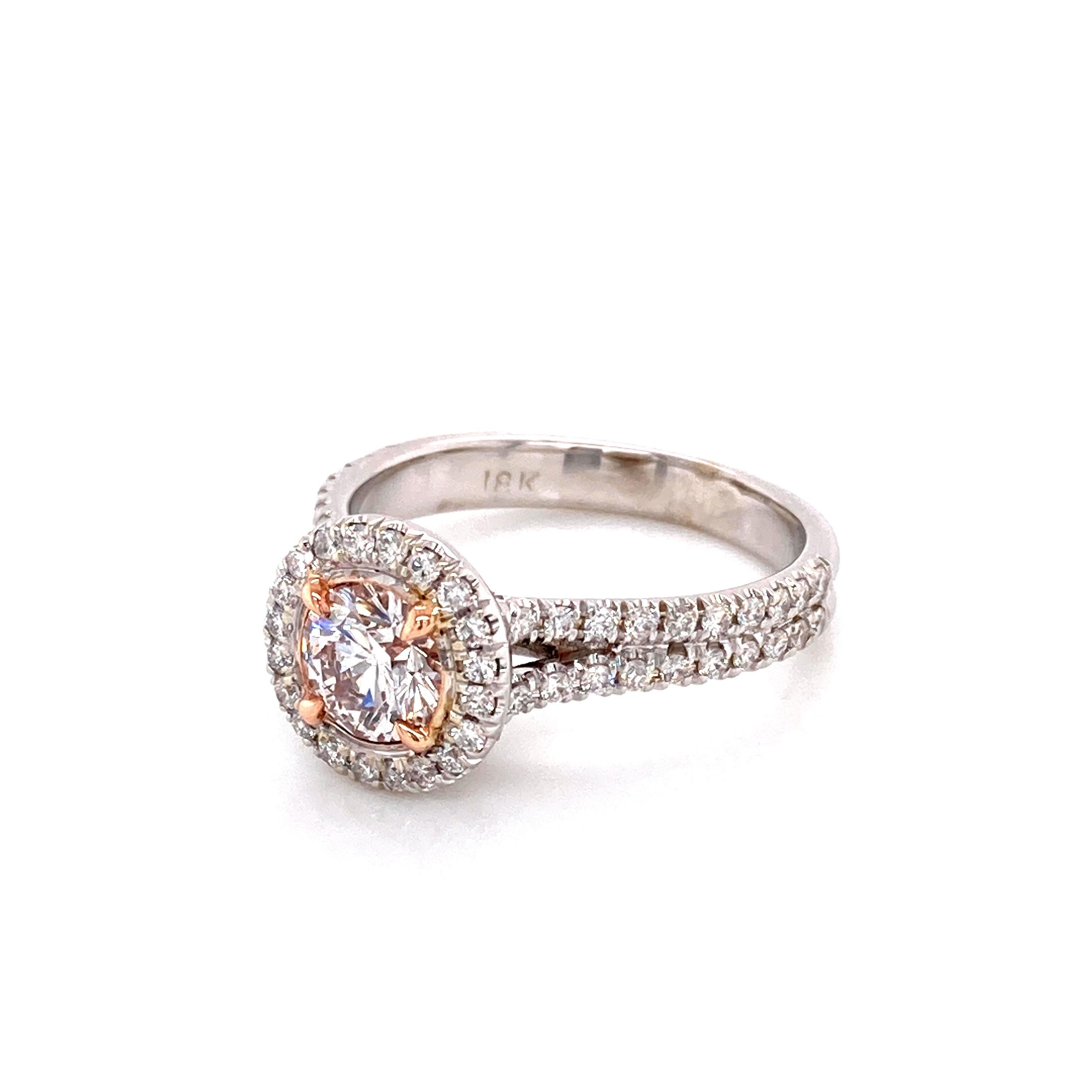Contemporary Alexander Beverly Hills GIA 1.25ctt Pinkish Brown Diamond with Halo Ring 18k For Sale